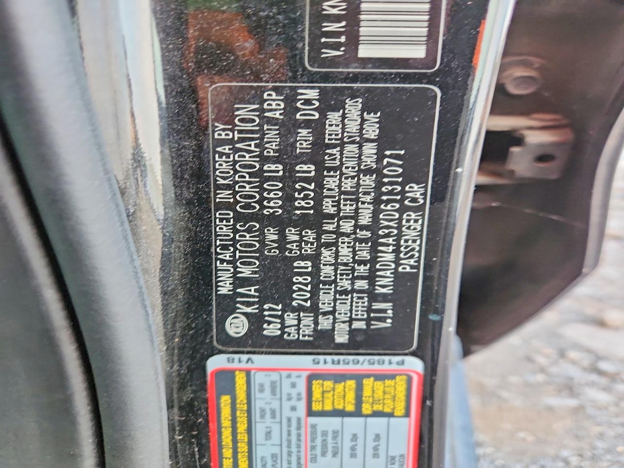 2013 Kia Rio Lx Black vin: KNADM4A3XD6131071