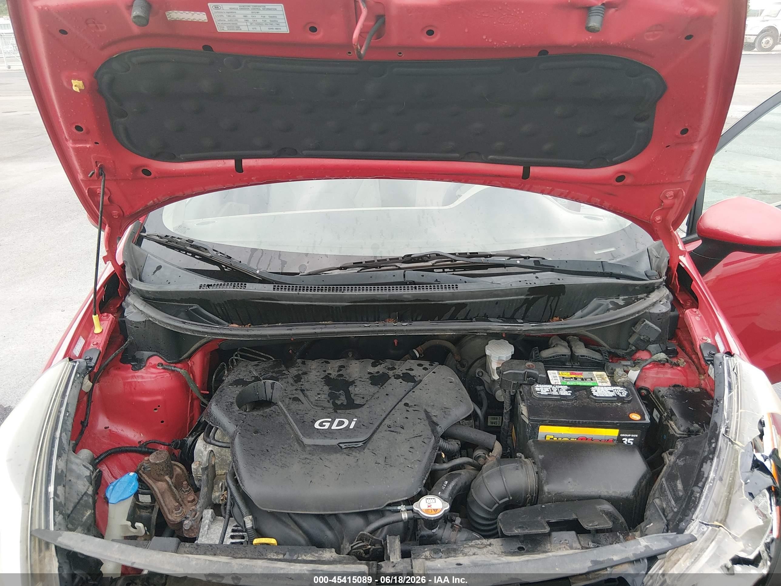 2013 Kia Rio Lx Red vin: KNADM4A3XD6211888