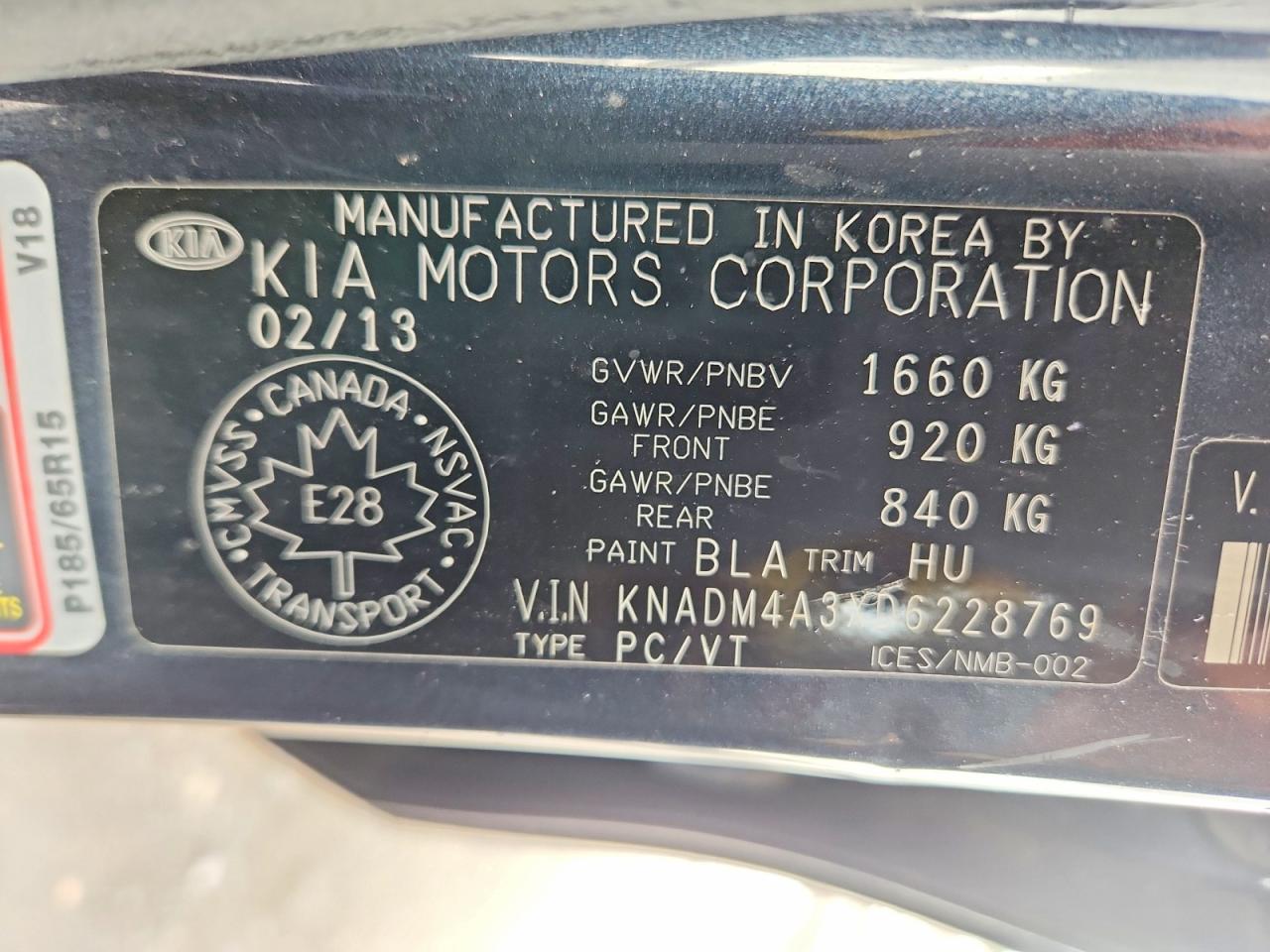 2013 Kia Rio Lx Blue vin: KNADM4A3XD6228769