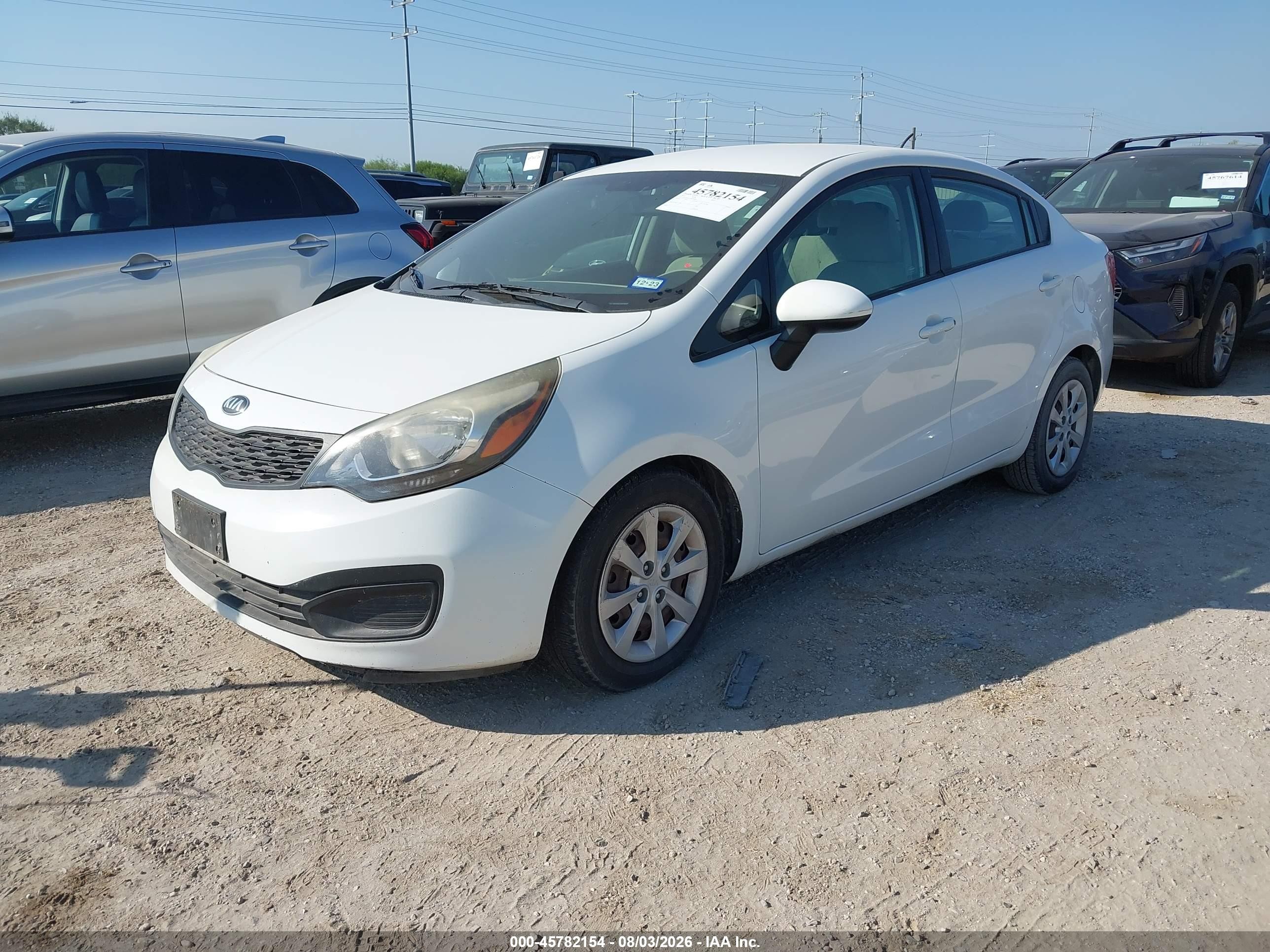 2013 Kia Rio Lx White vin: KNADM4A3XD6288485