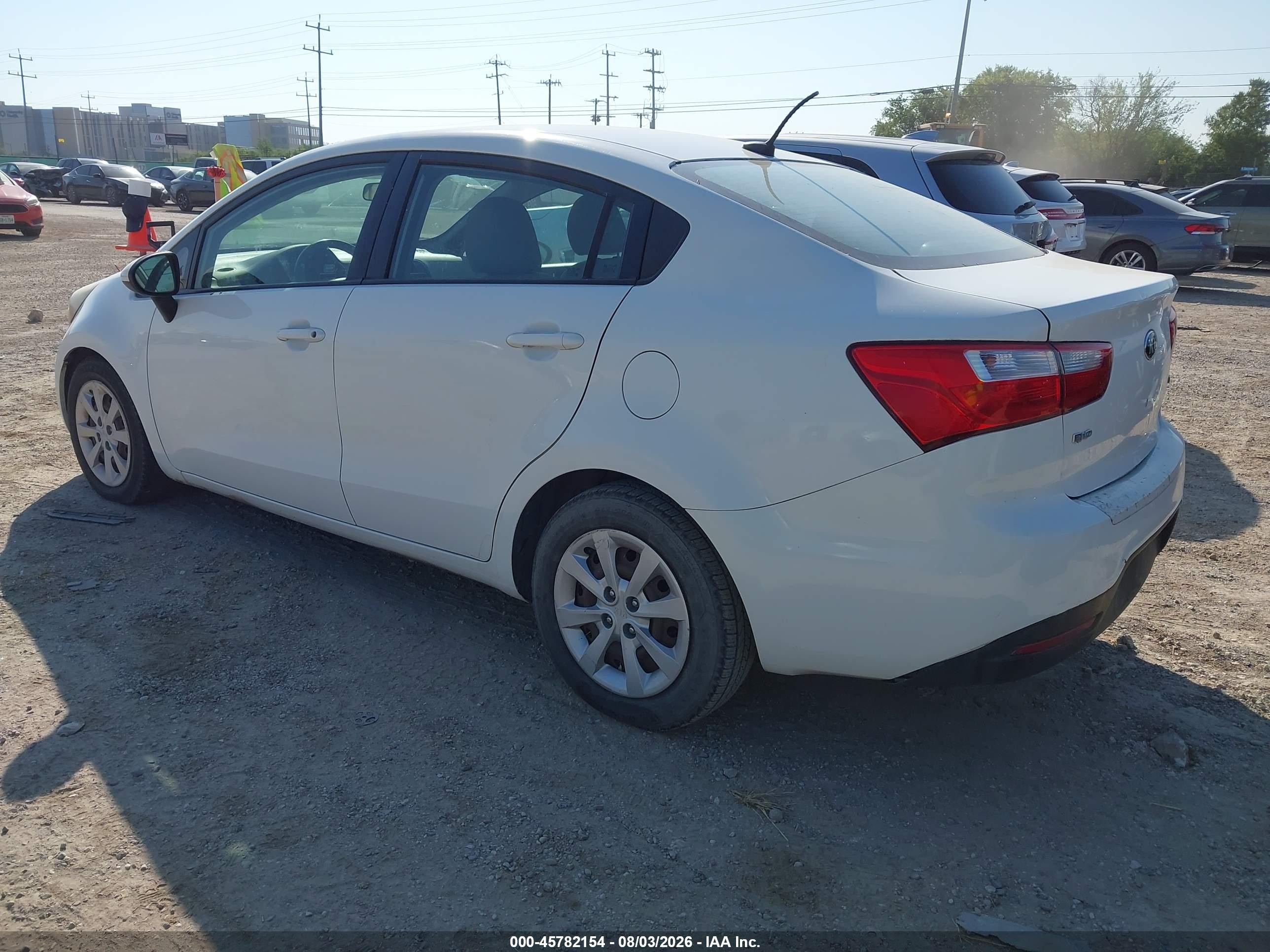 2013 Kia Rio Lx White vin: KNADM4A3XD6288485