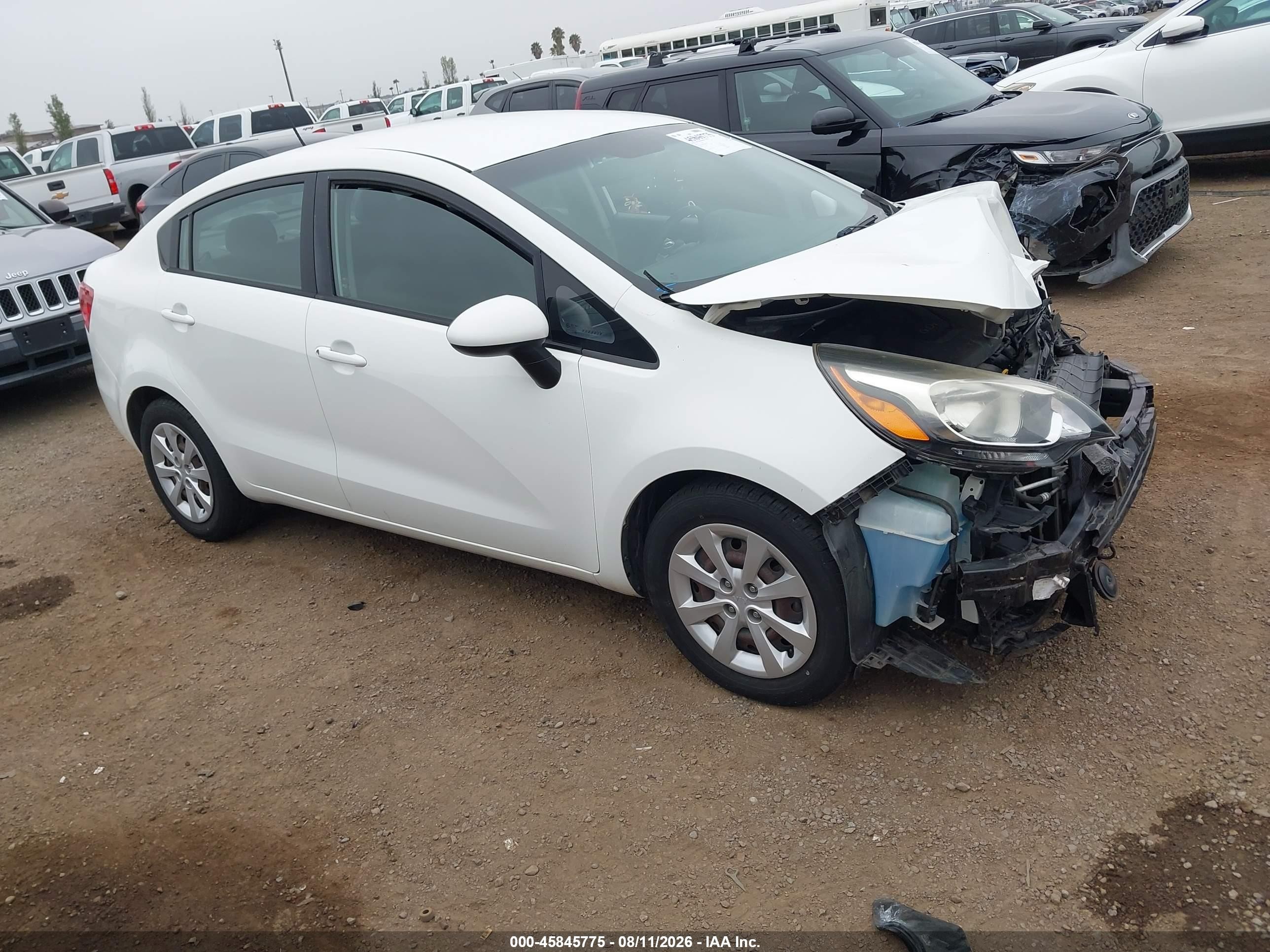 2013 Kia Rio Lx White vin: KNADM4A3XD6308377