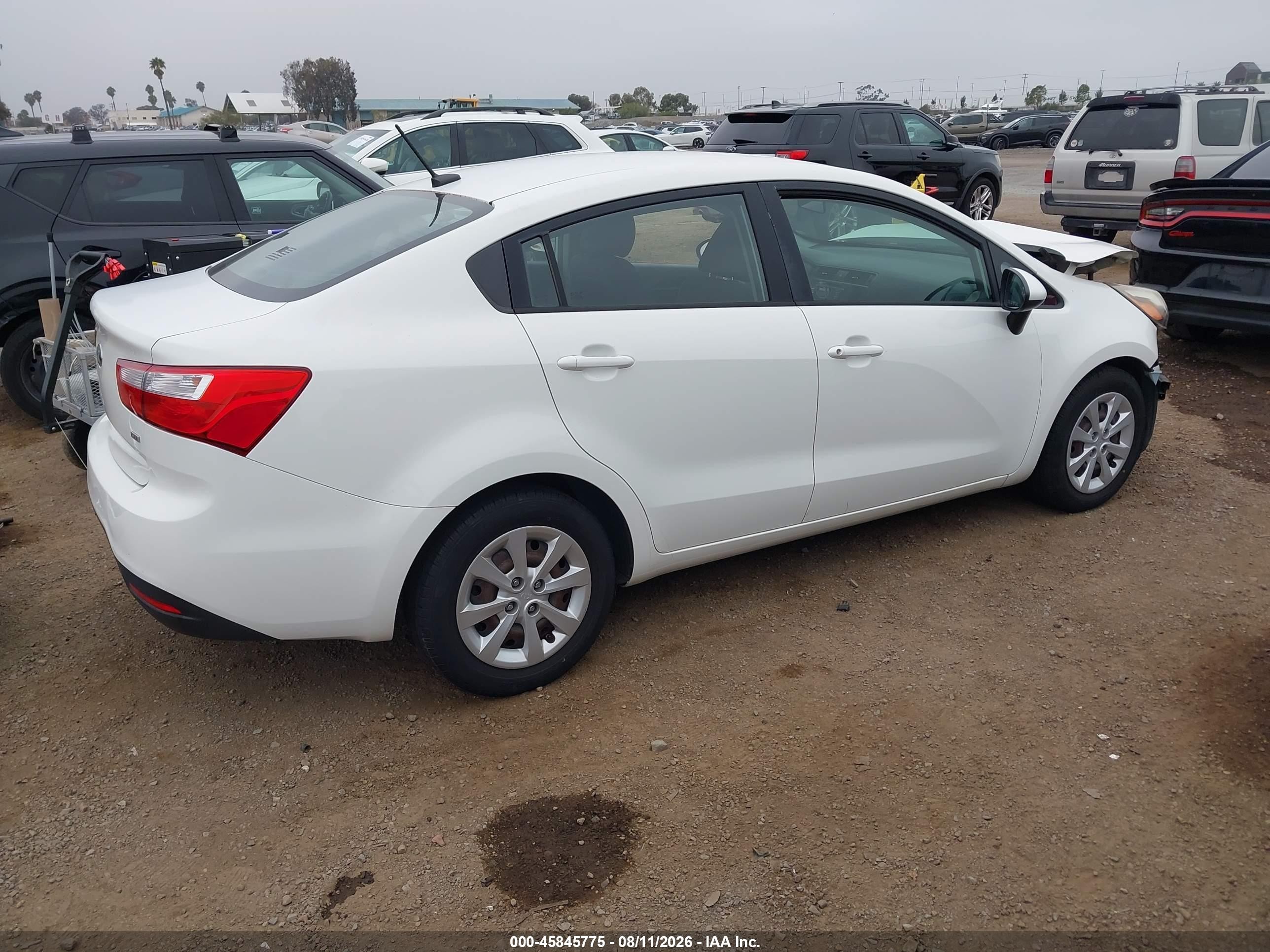 2013 Kia Rio Lx White vin: KNADM4A3XD6308377