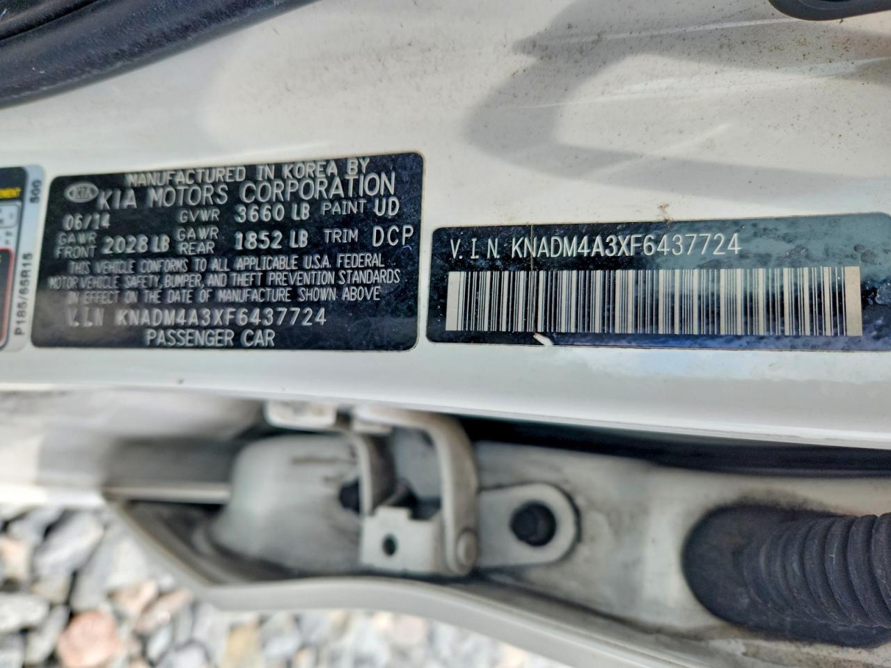 2015 Kia Rio Lx White vin: KNADM4A3XF6437724