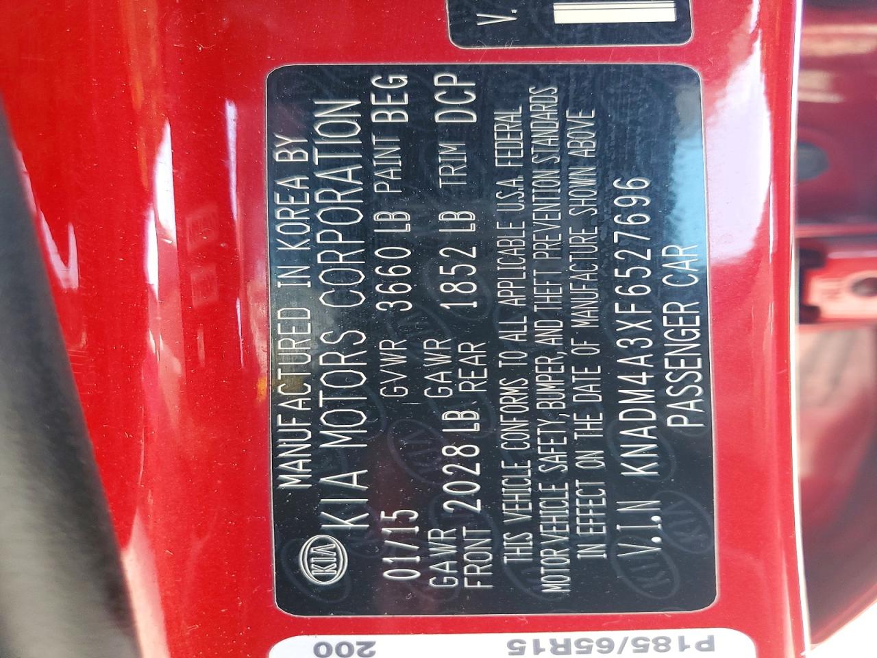 2015 Kia Rio Lx Red vin: KNADM4A3XF6527696