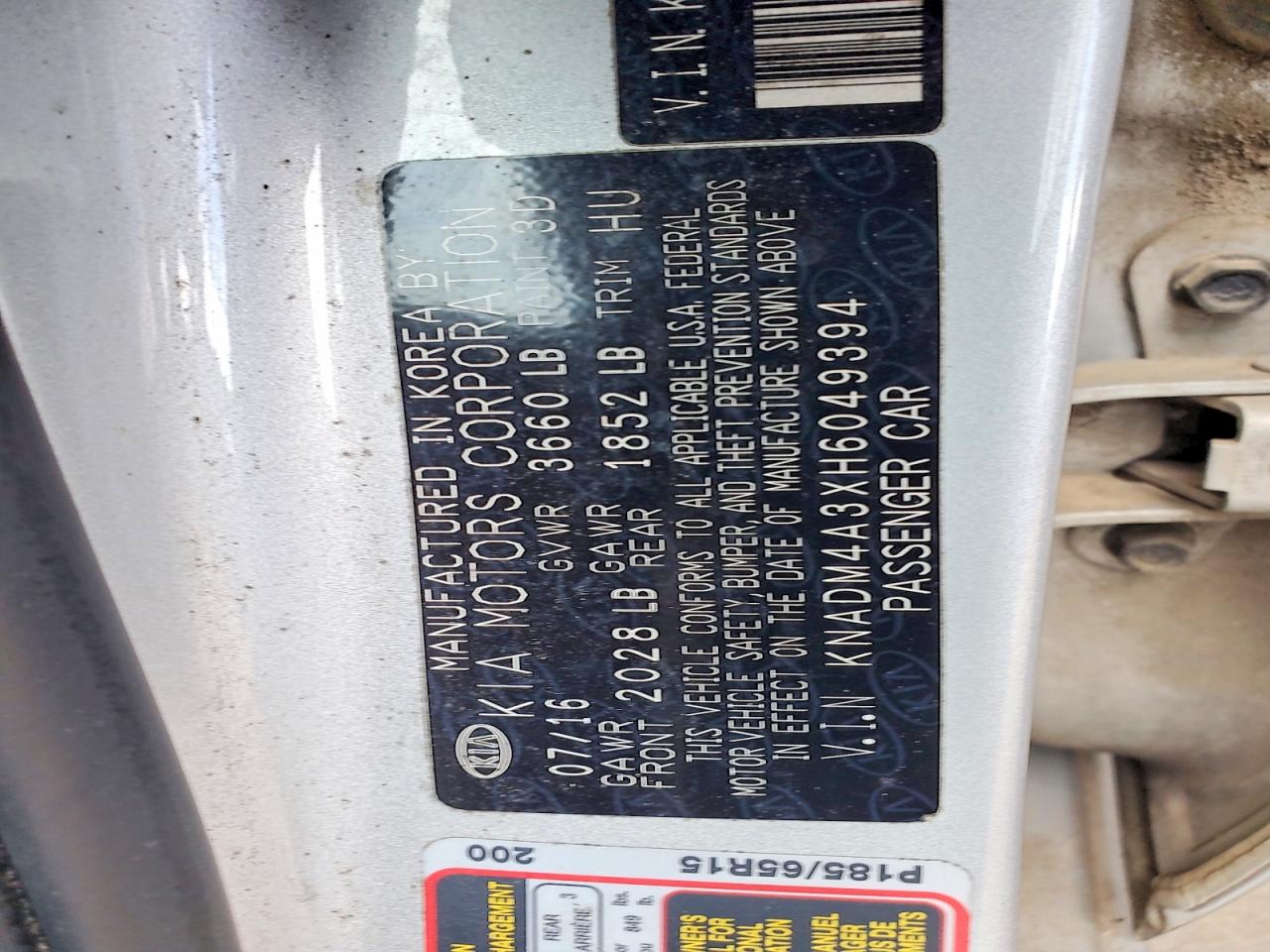 2017 Kia Rio Lx Silver vin: KNADM4A3XH6049394