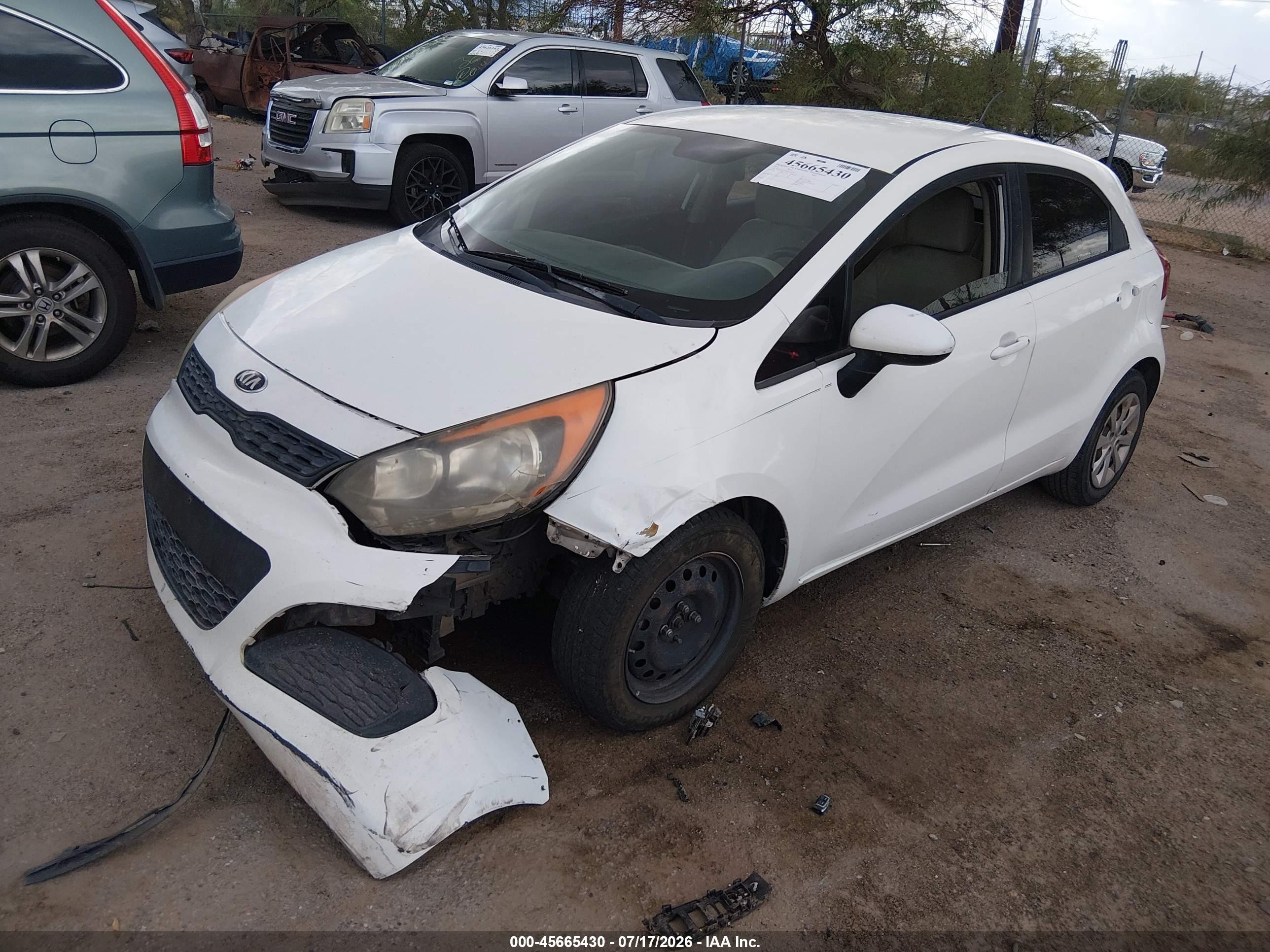 2013 Kia Rio Lx White vin: KNADM5A30D6151657