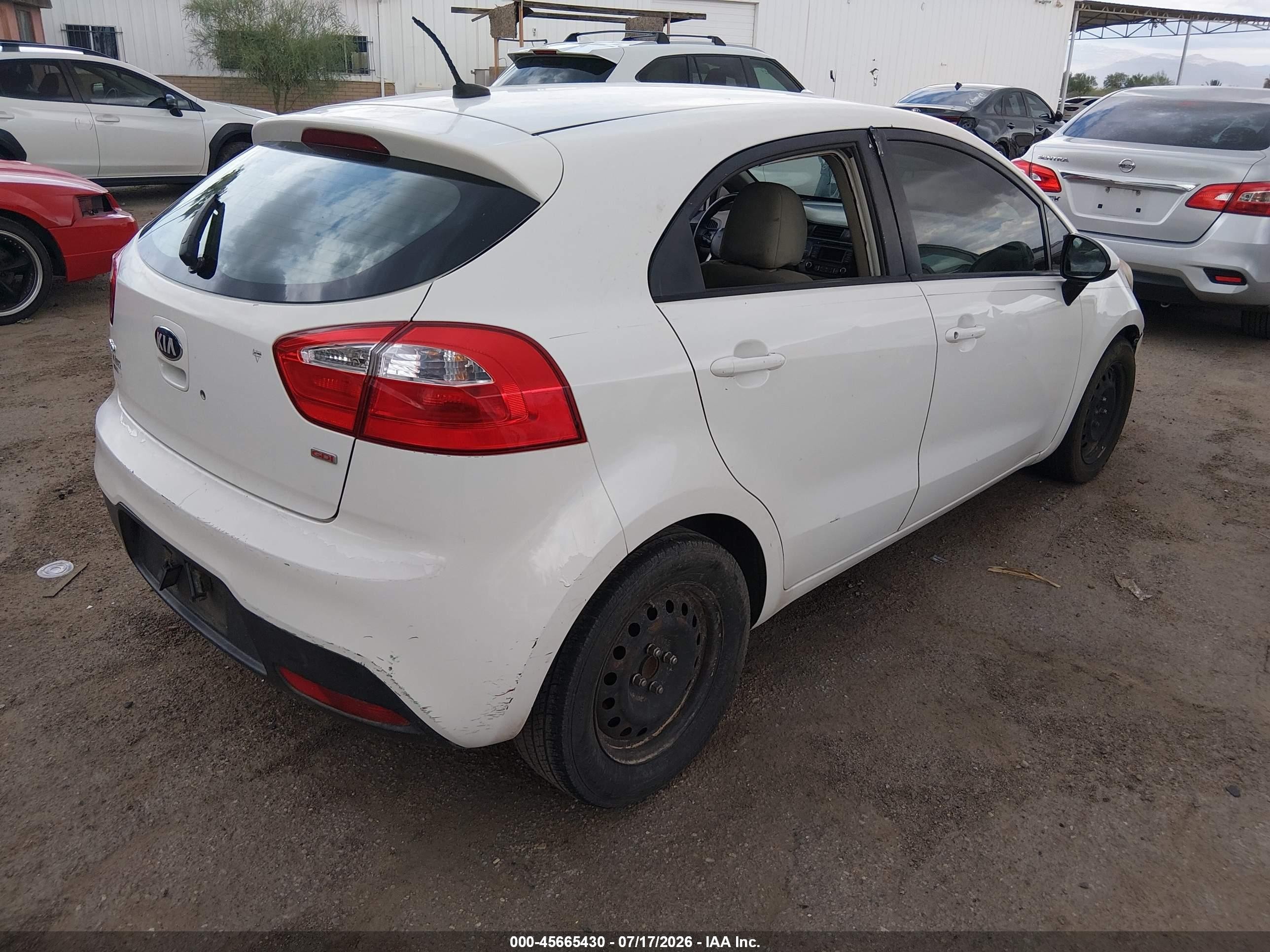 2013 Kia Rio Lx White vin: KNADM5A30D6151657