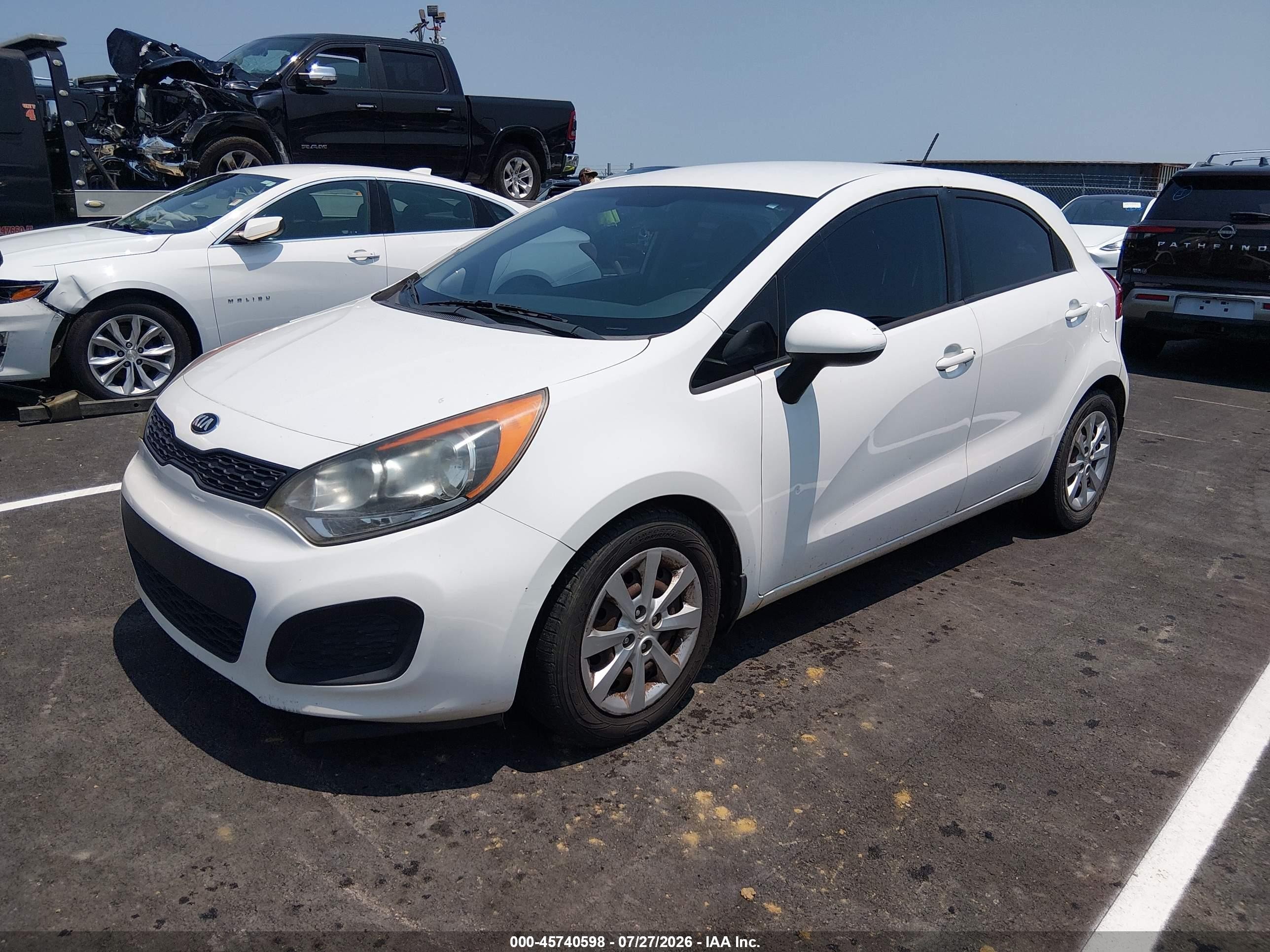 2013 Kia Rio Lx White vin: KNADM5A30D6169155