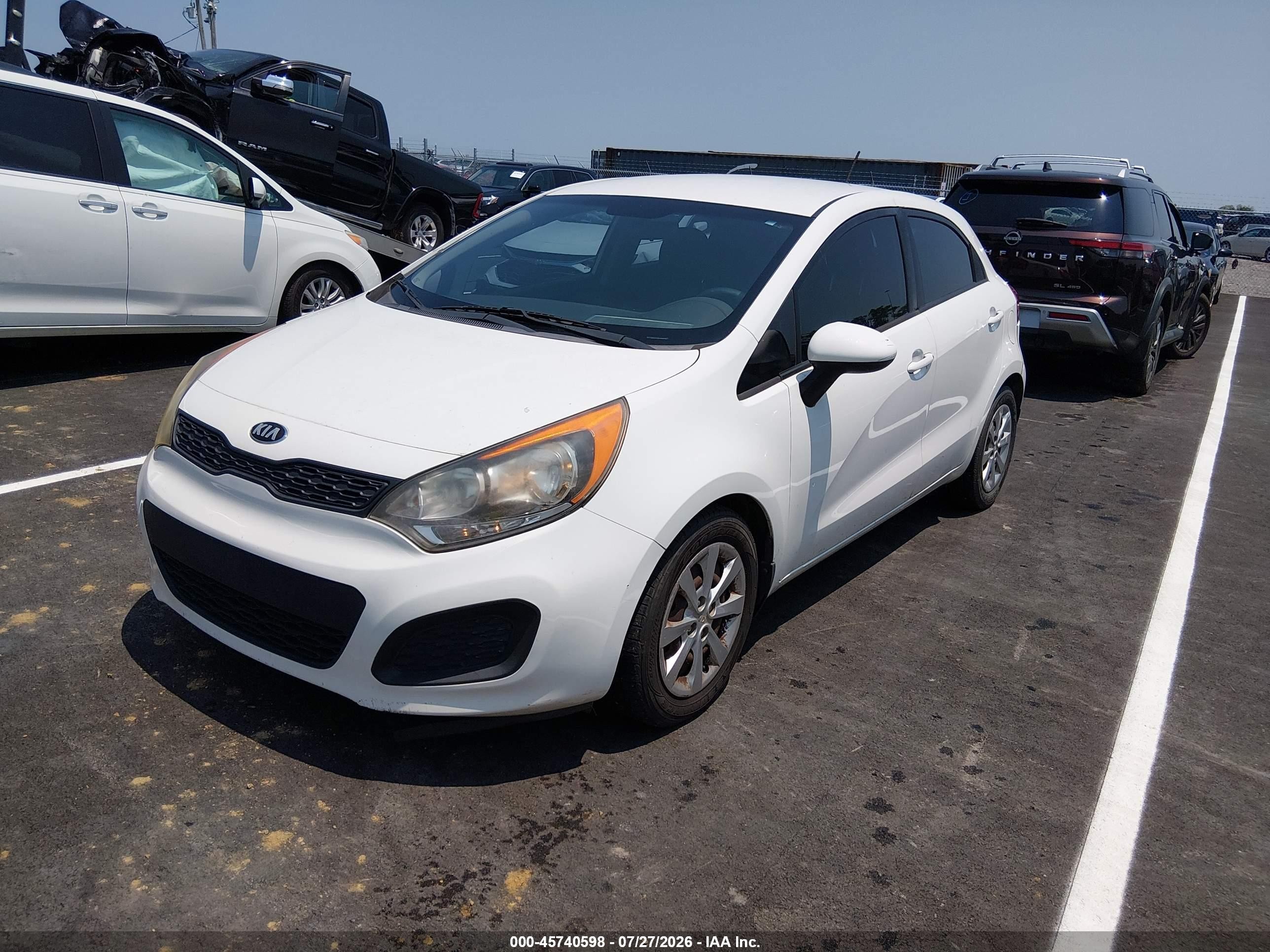 2013 Kia Rio Lx White vin: KNADM5A30D6169155