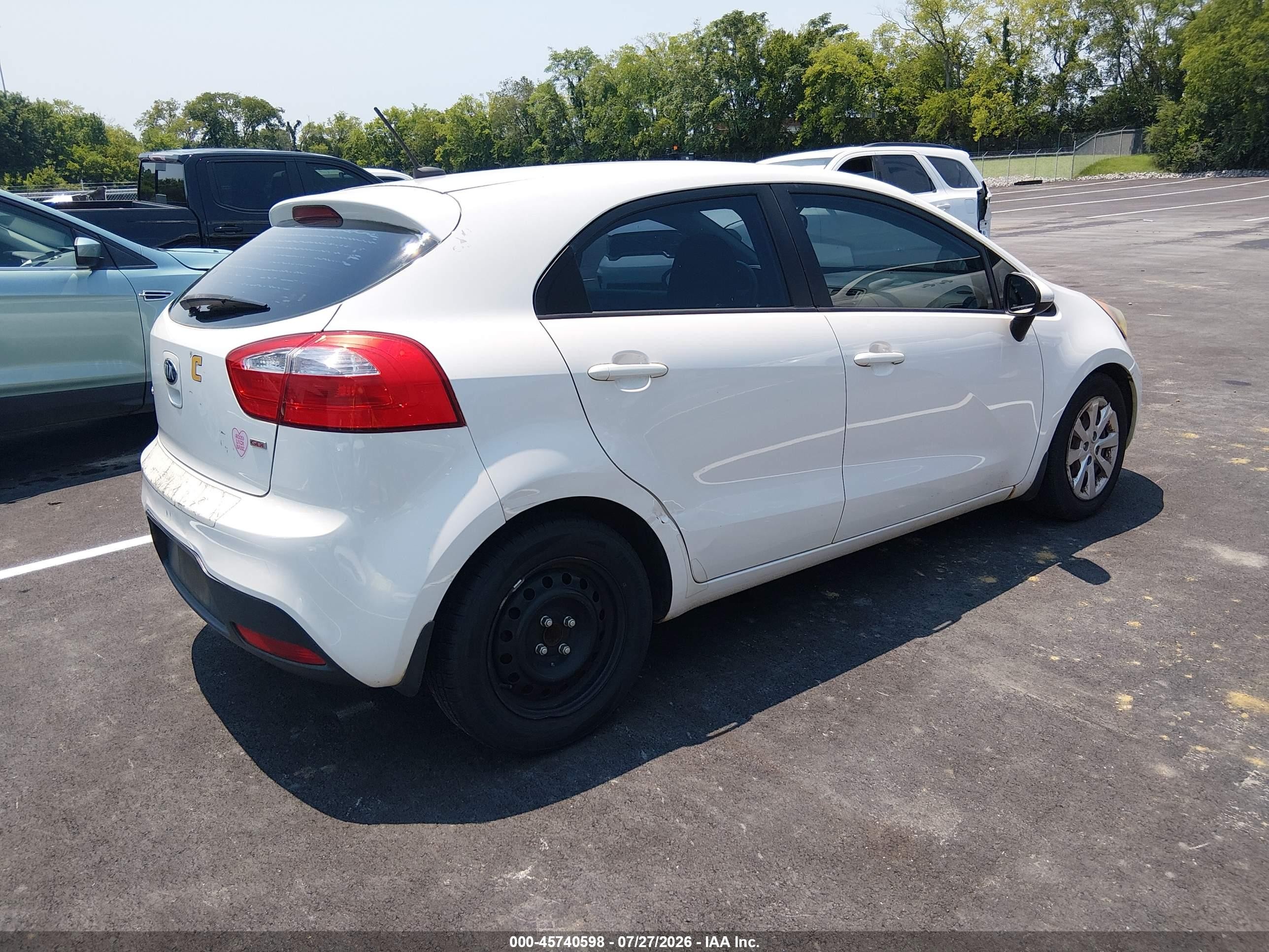 2013 Kia Rio Lx White vin: KNADM5A30D6169155