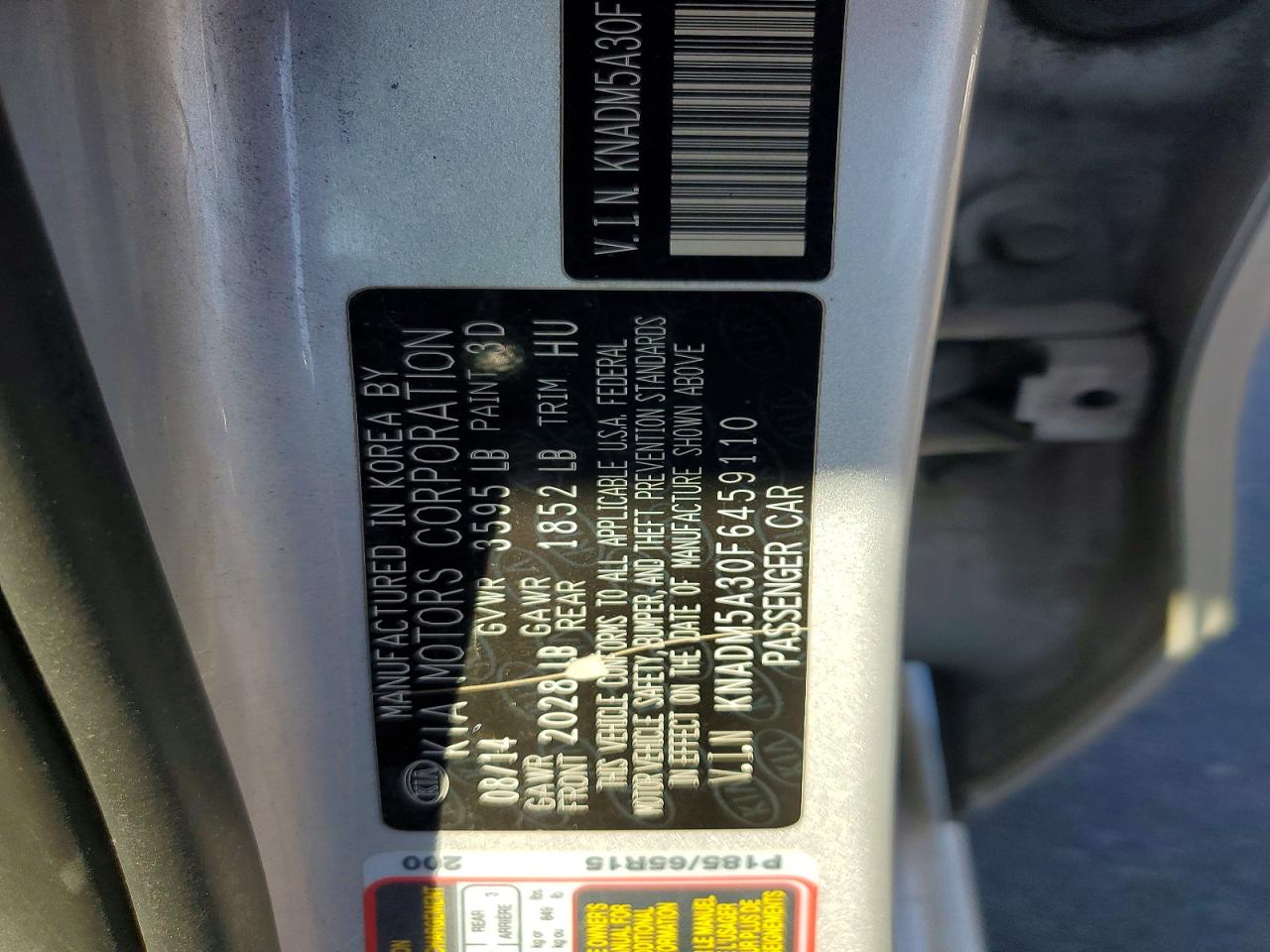 2015 Kia Rio Lx Silver vin: KNADM5A30F6459110