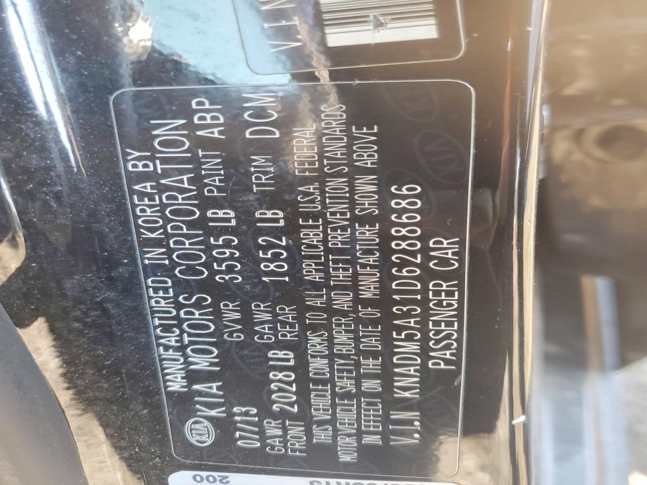 2013 Kia Rio Lx Black vin: KNADM5A31D6288686