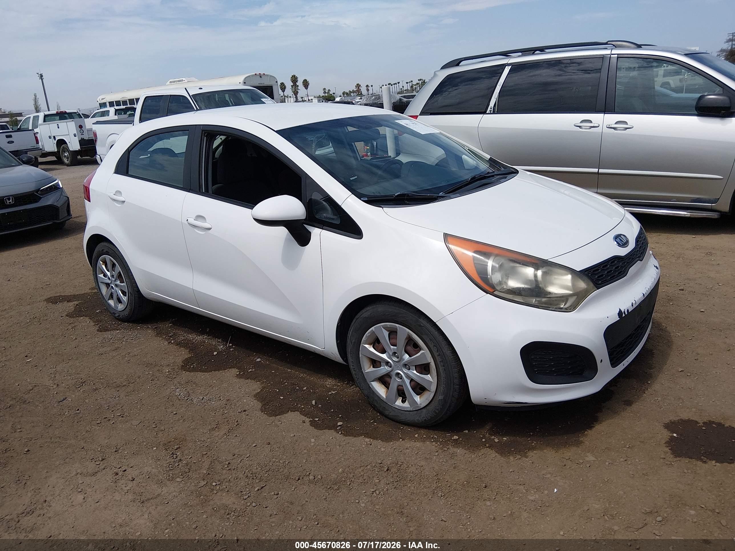 2012 Kia Rio5 Lx White vin: KNADM5A32C6092660