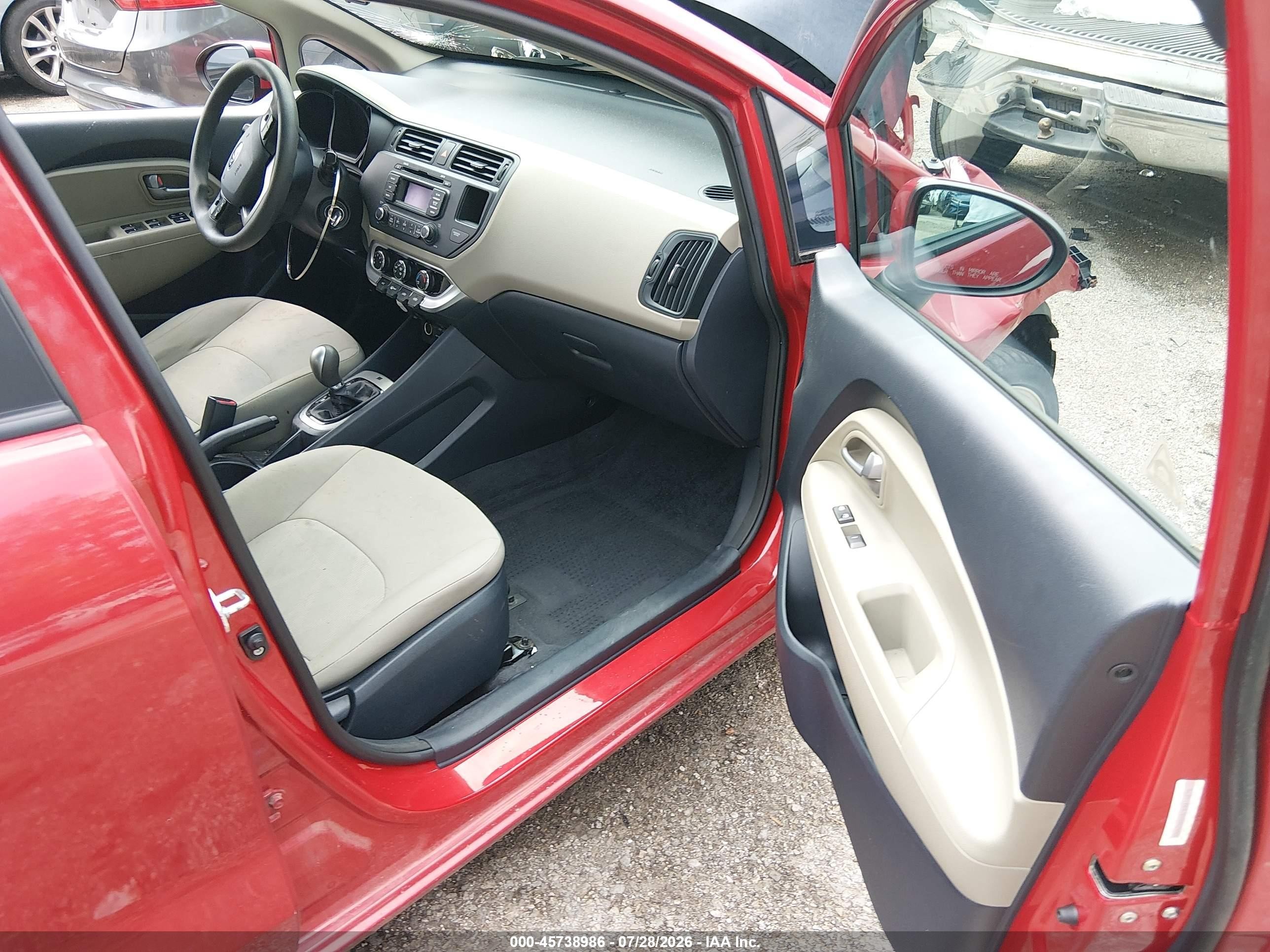 2014 Kia Rio Lx Красный vin: KNADM5A32E6414376