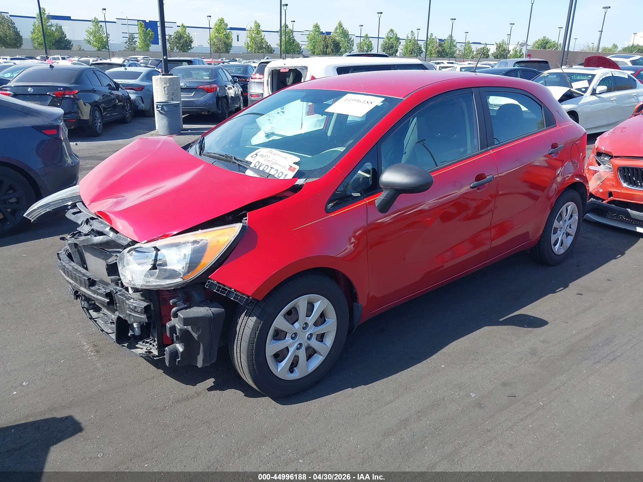 2015 Kia Rio Lx Red vin: KNADM5A32F6458458