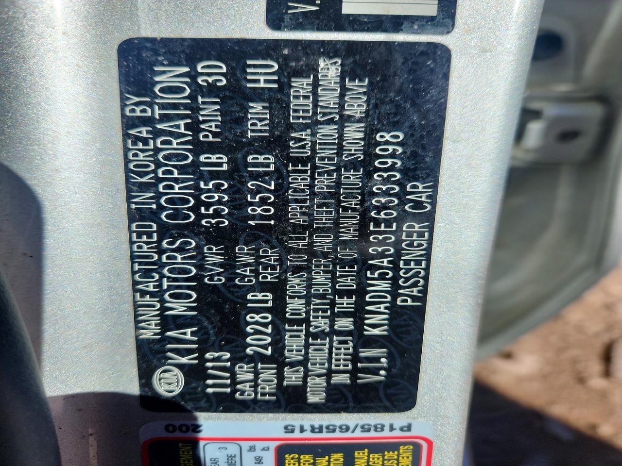 2014 Kia Rio Lx Silver vin: KNADM5A33E6333998