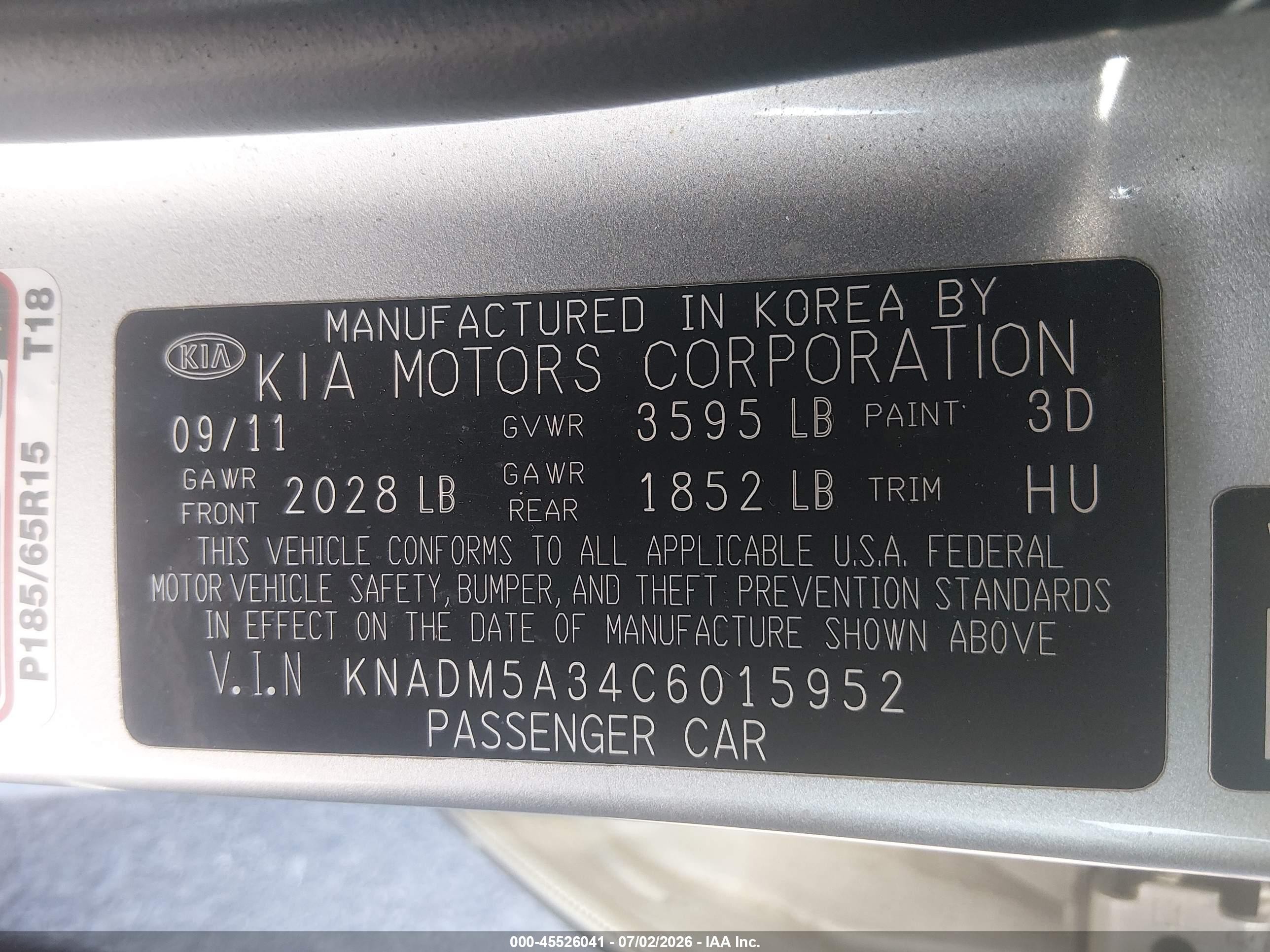 2012 Kia Rio5 Lx Gray vin: KNADM5A34C6015952