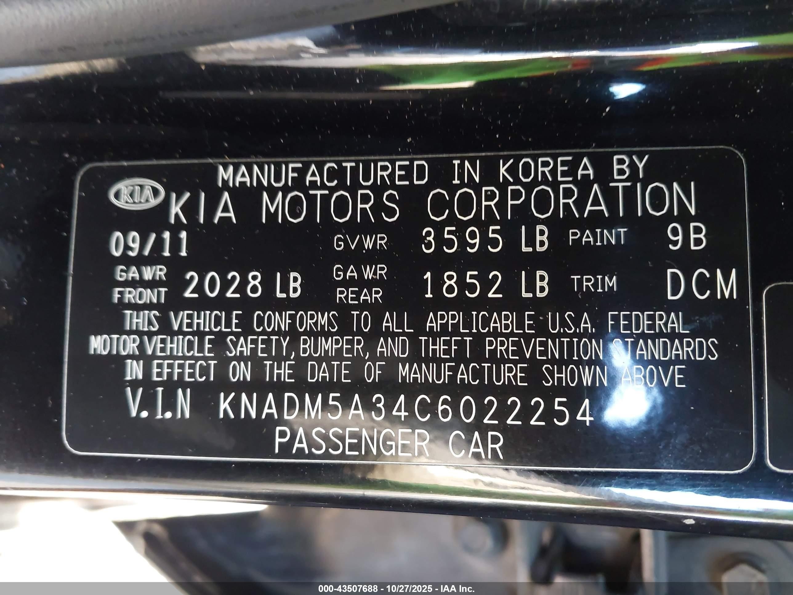 2012 Kia Rio5 Lx Black vin: KNADM5A34C6022254