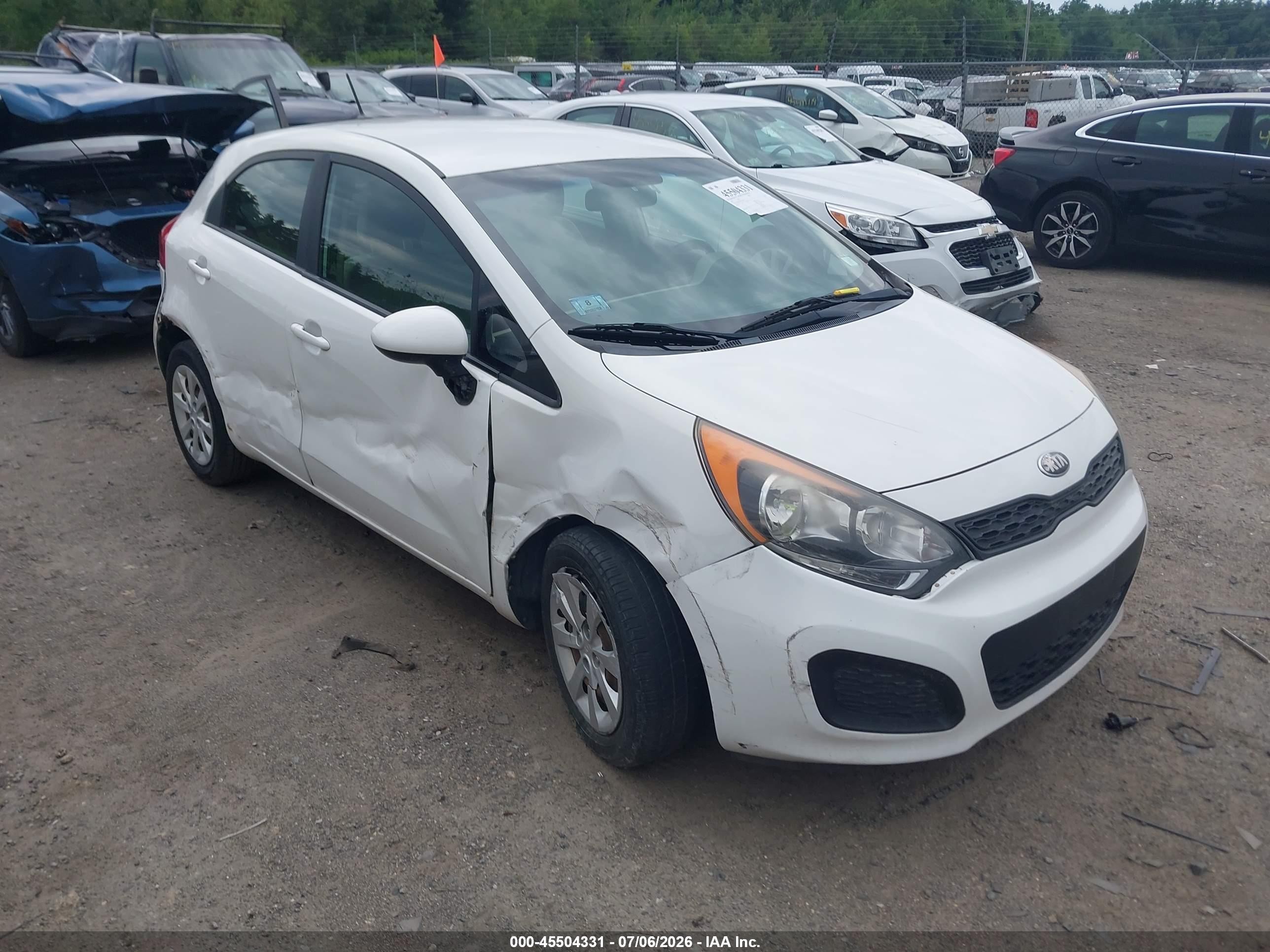 2013 Kia Rio Lx White vin: KNADM5A34D6295082