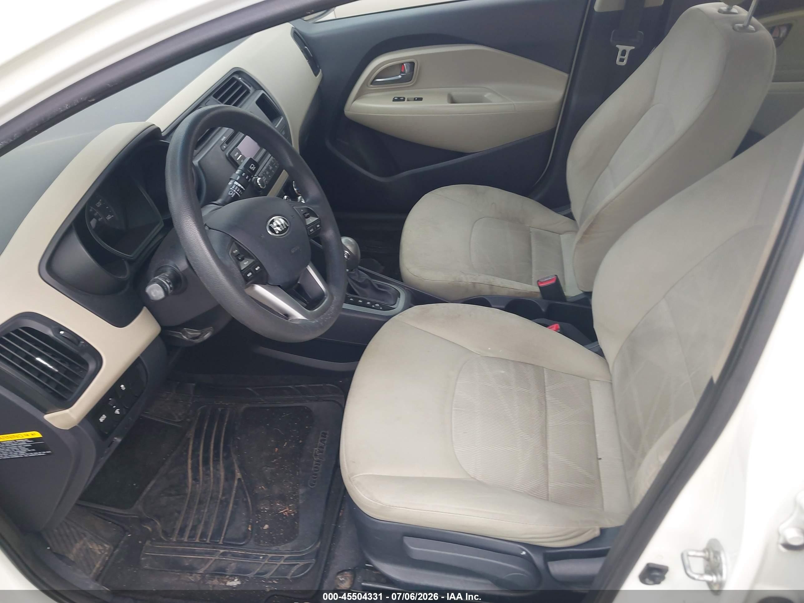 2013 Kia Rio Lx White vin: KNADM5A34D6295082