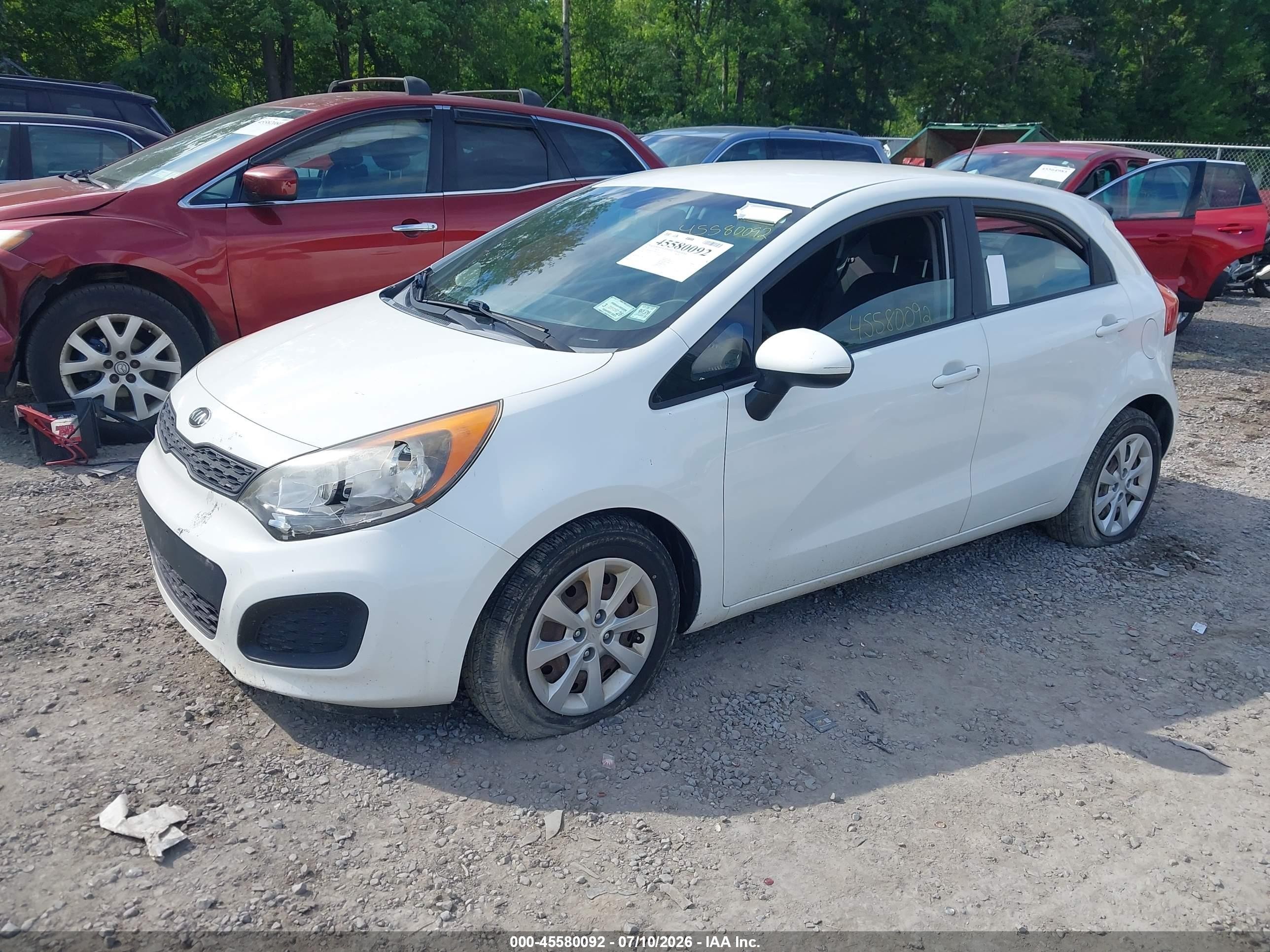 2013 Kia Rio Lx White vin: KNADM5A35D6319230