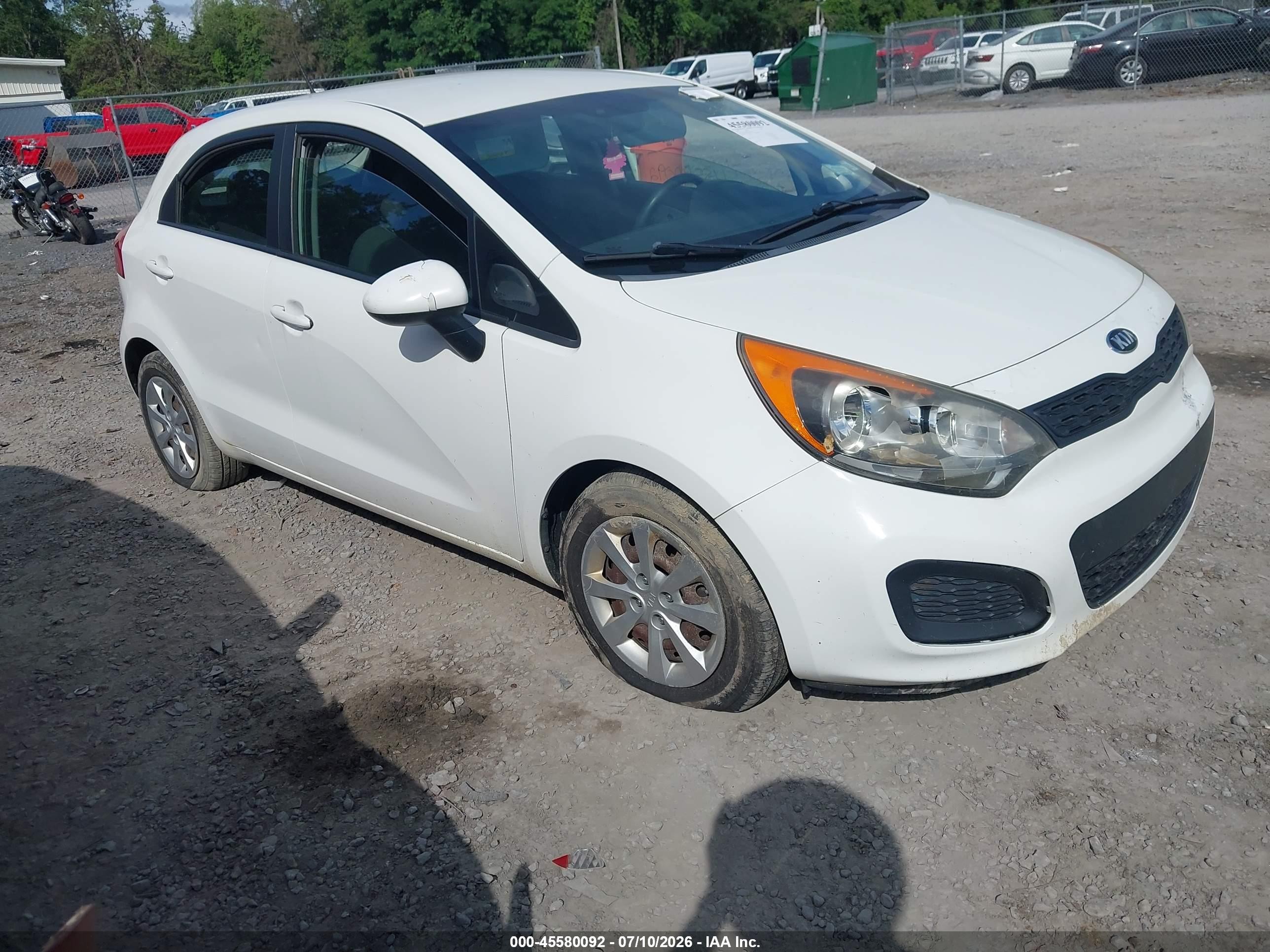 2013 Kia Rio Lx White vin: KNADM5A35D6319230