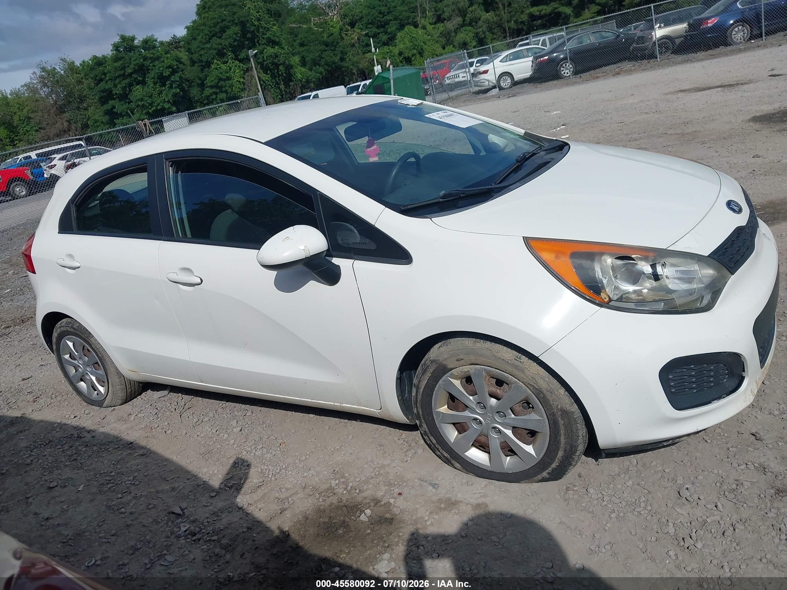 2013 Kia Rio Lx White vin: KNADM5A35D6319230
