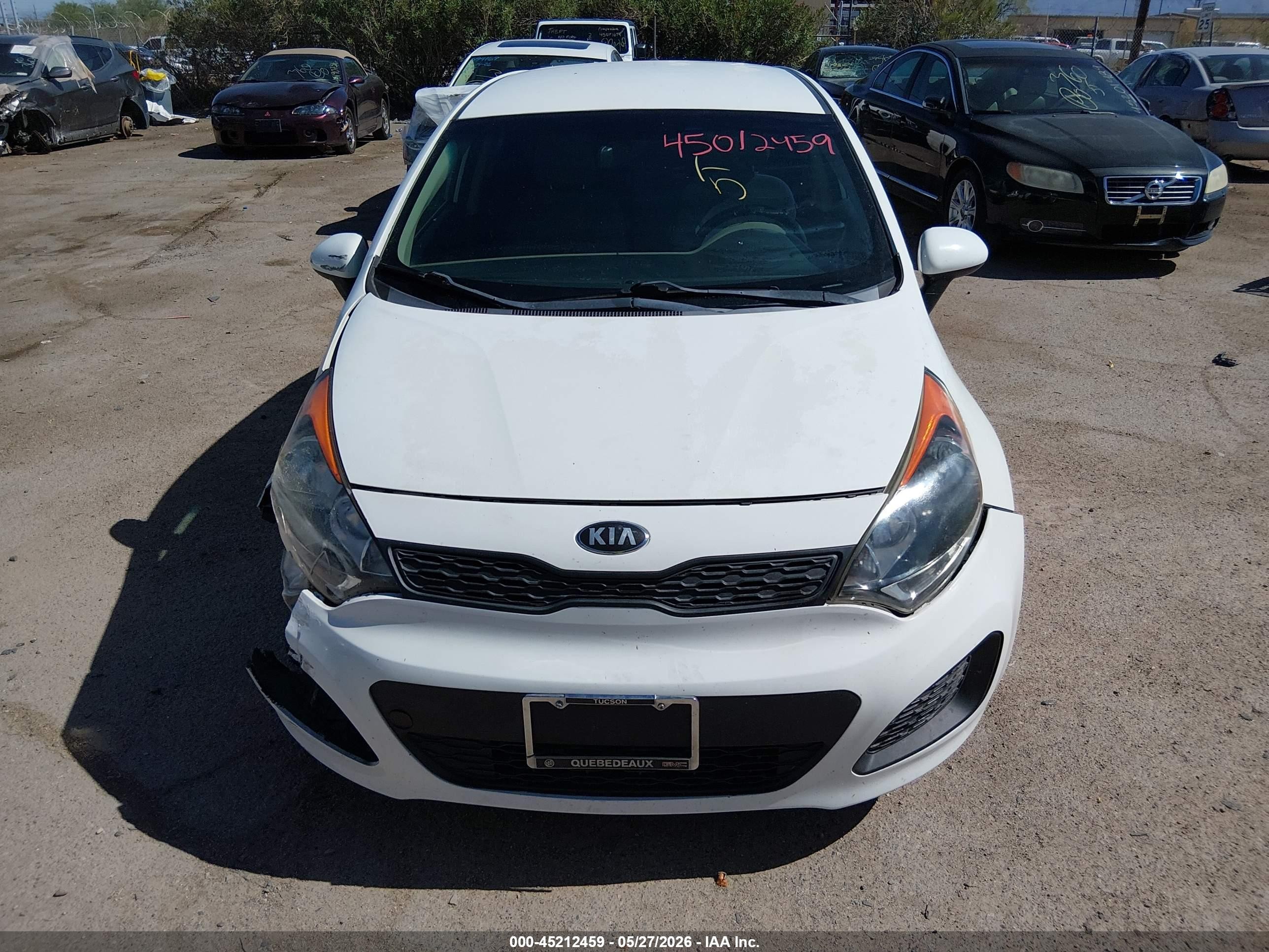 2014 Kia Rio Lx White vin: KNADM5A35E6372141