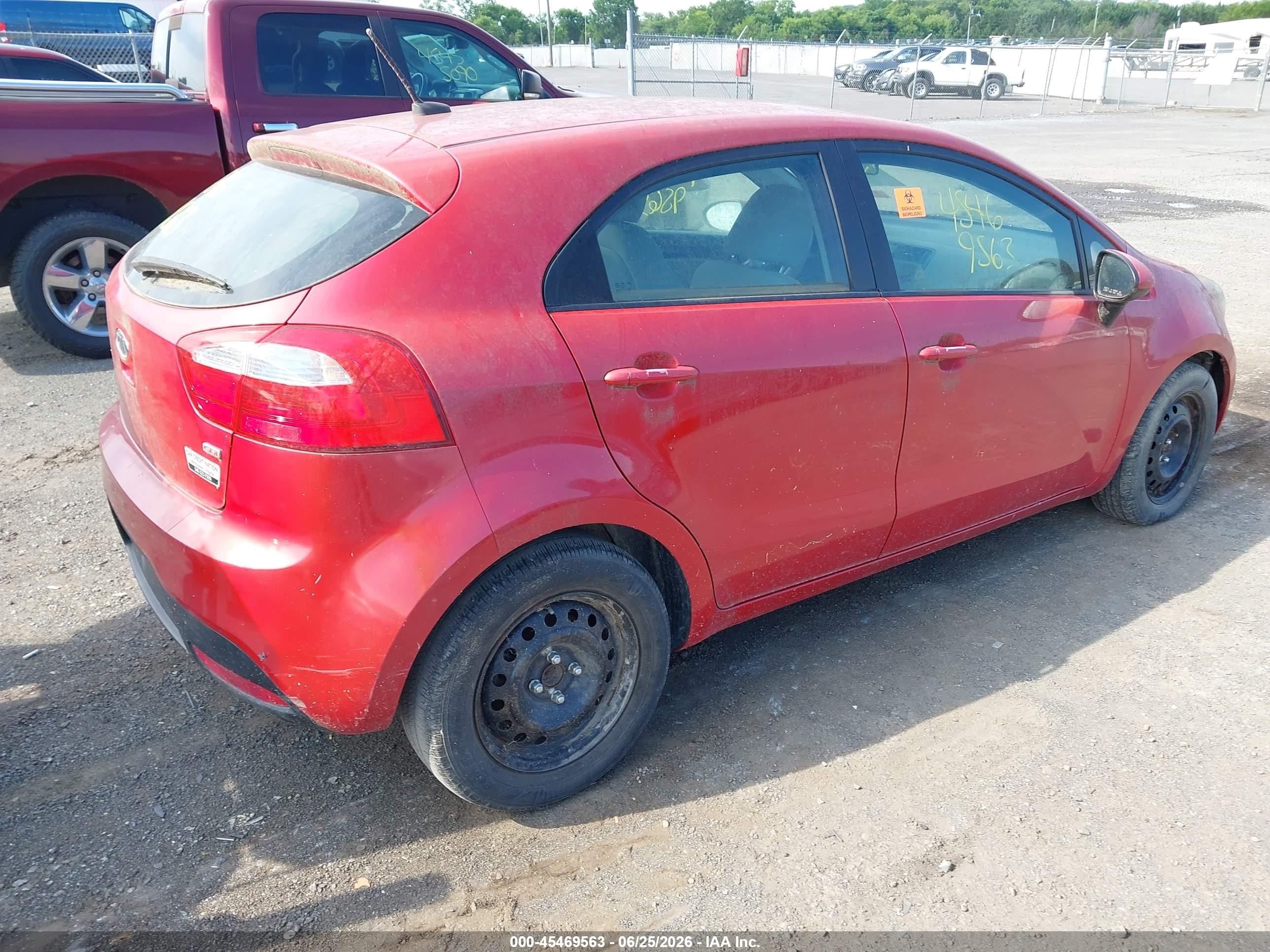2013 Kia Rio Lx Red vin: KNADM5A36D6107890