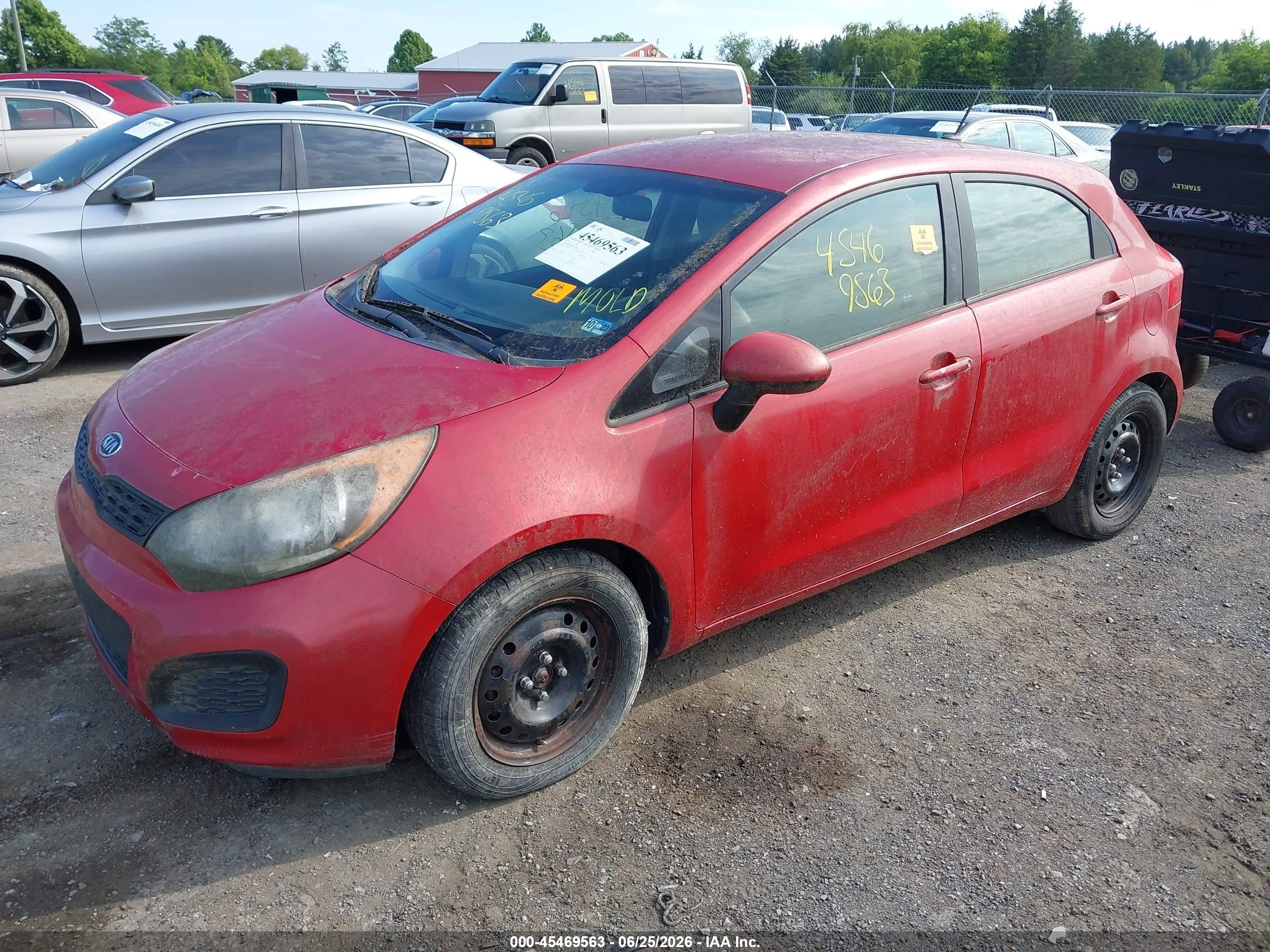 2013 Kia Rio Lx Red vin: KNADM5A36D6107890