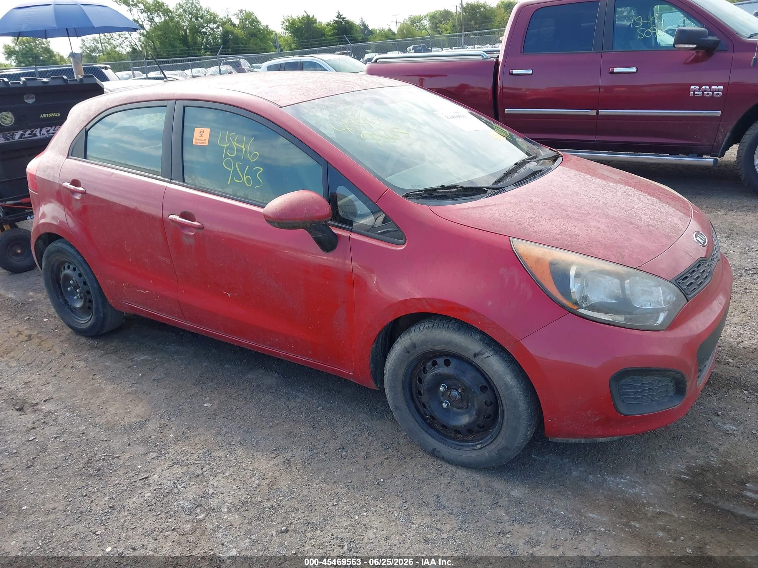 2013 Kia Rio Lx Red vin: KNADM5A36D6107890