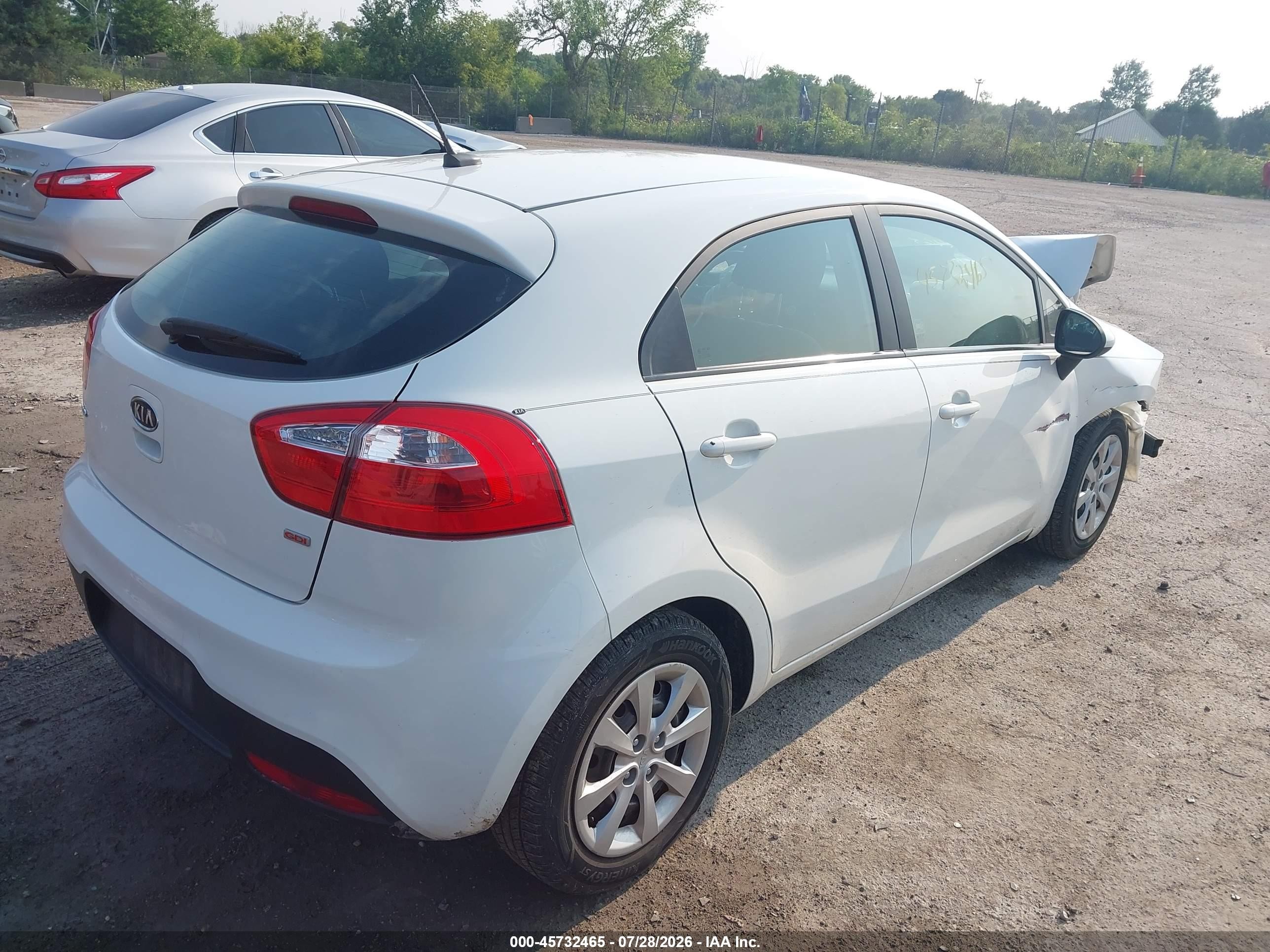 2013 Kia Rio Lx White vin: KNADM5A36D6117433