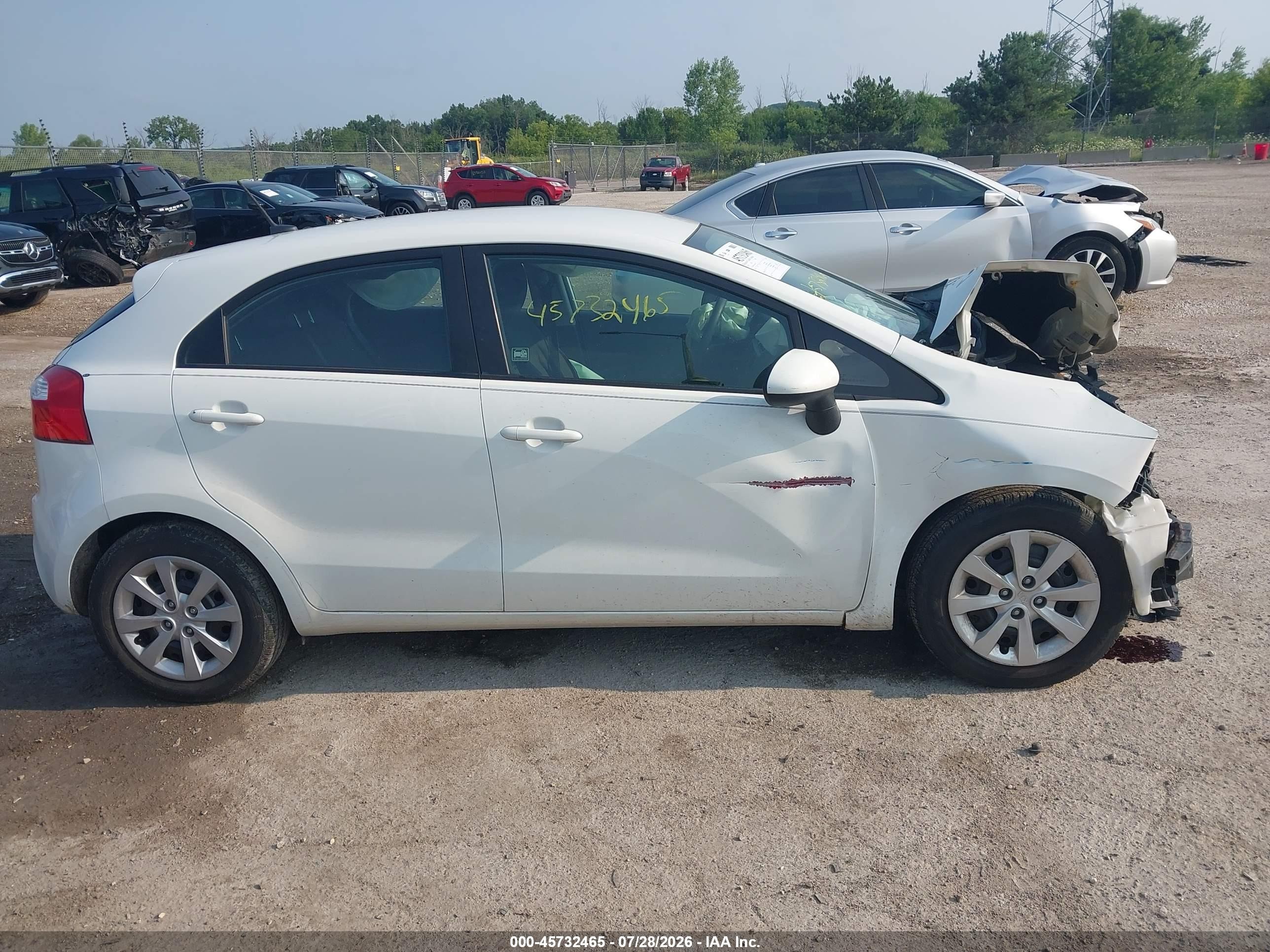 2013 Kia Rio Lx White vin: KNADM5A36D6117433