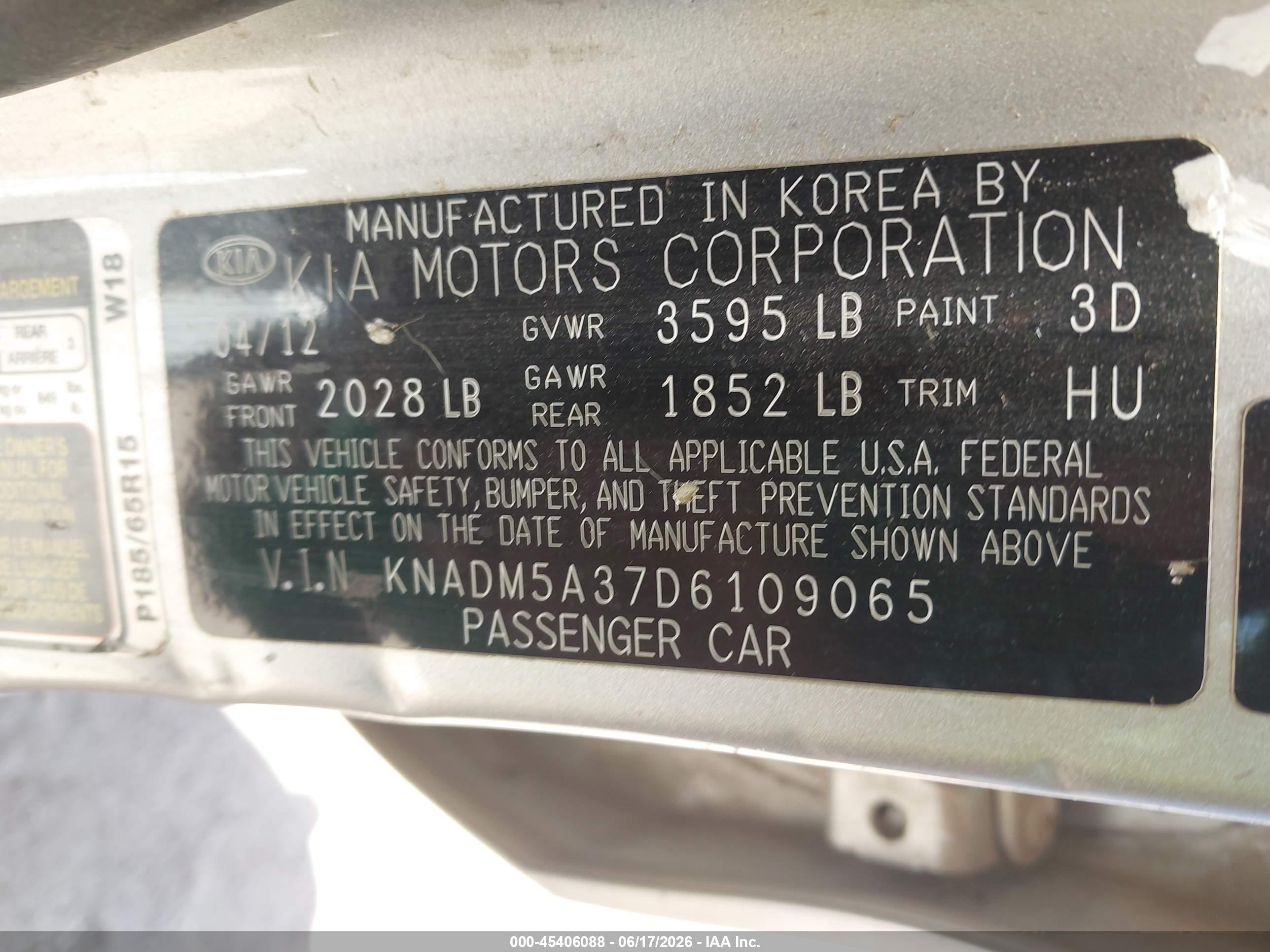 2013 Kia Rio Lx Silver vin: KNADM5A37D6109065