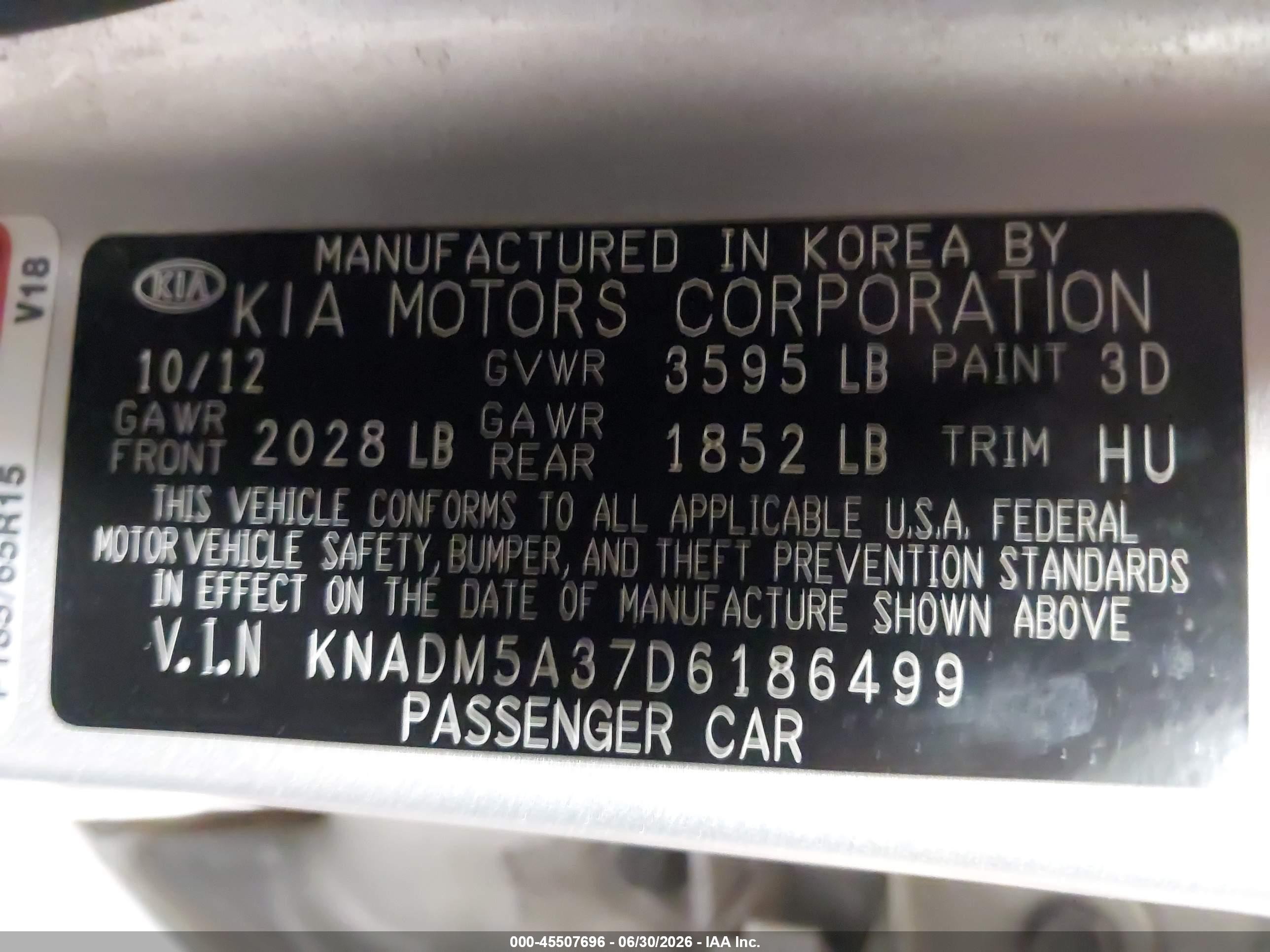 2013 Kia Rio Lx Серебряный vin: KNADM5A37D6186499