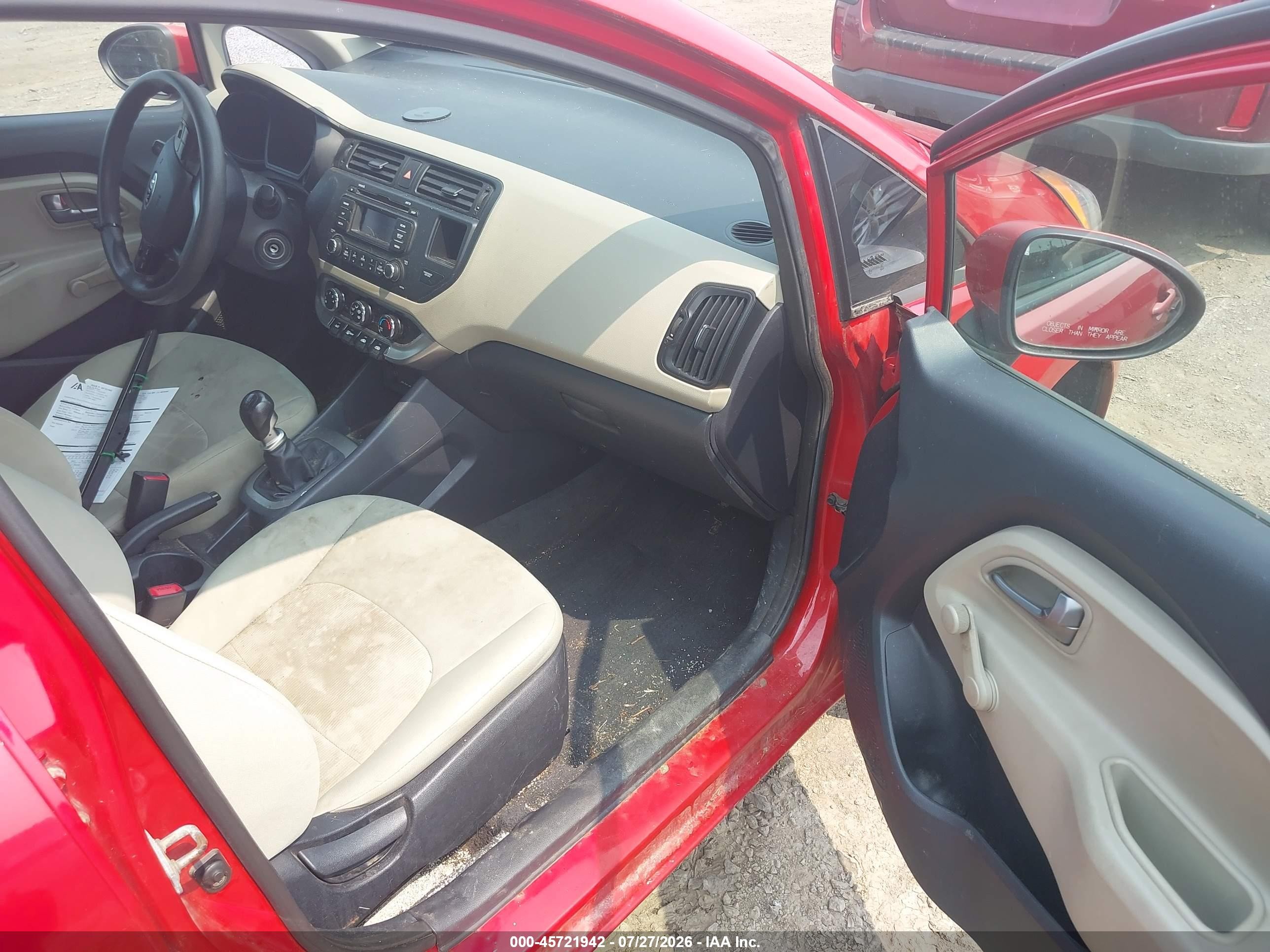 2013 Kia Rio Lx Red vin: KNADM5A37D6197776