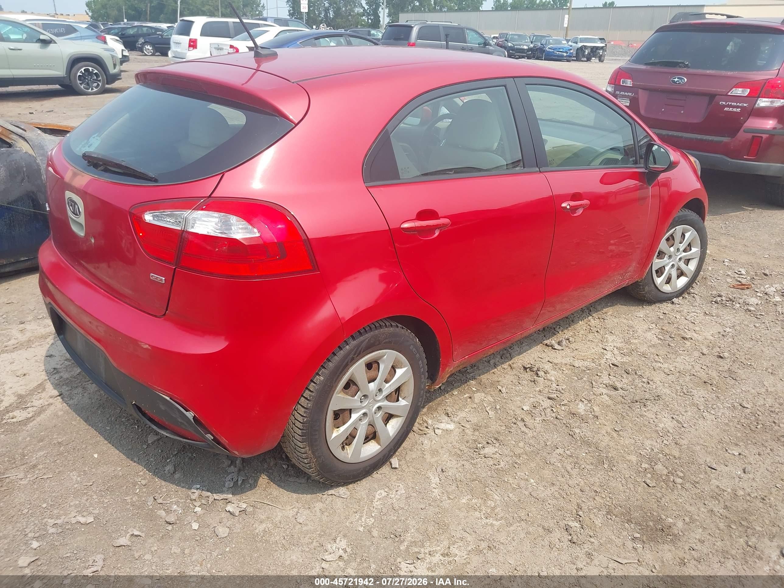 2013 Kia Rio Lx Red vin: KNADM5A37D6197776