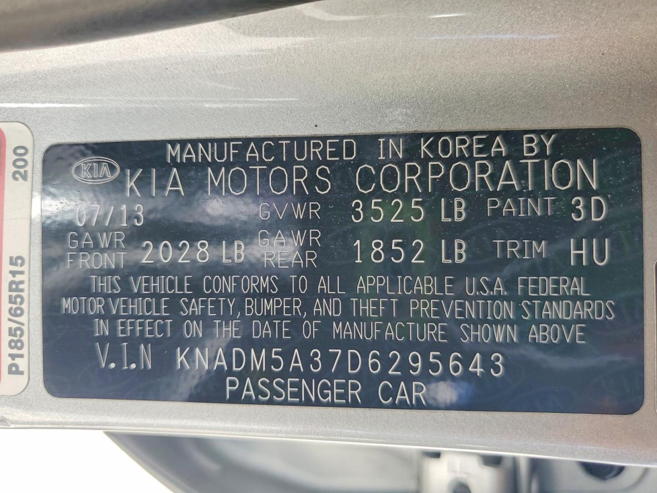 2013 Kia Rio Lx Silver vin: KNADM5A37D6295643