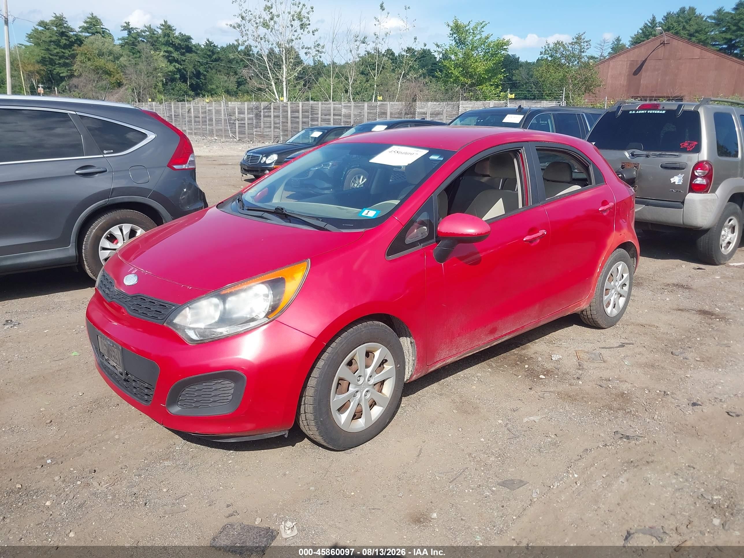 2013 Kia Rio Lx Red vin: KNADM5A38D6213208