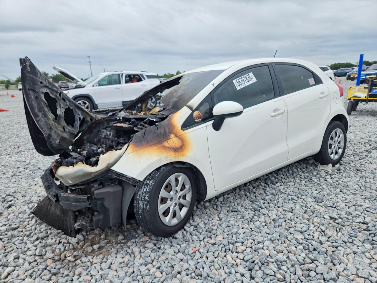 2014 Kia Rio Lx White vin: KNADM5A38E6354796