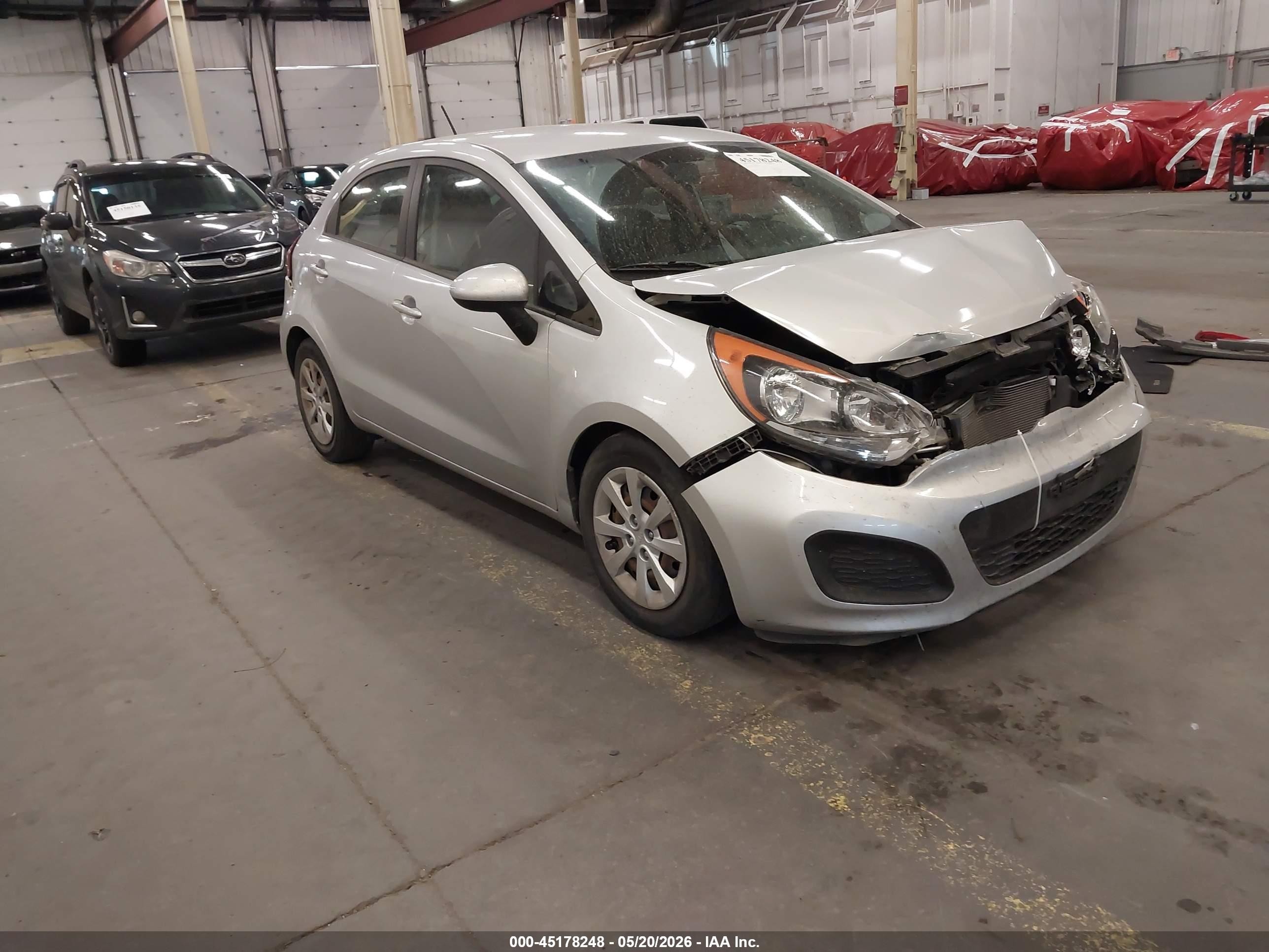 2014 Kia Rio Lx Silver vin: KNADM5A38E6410705