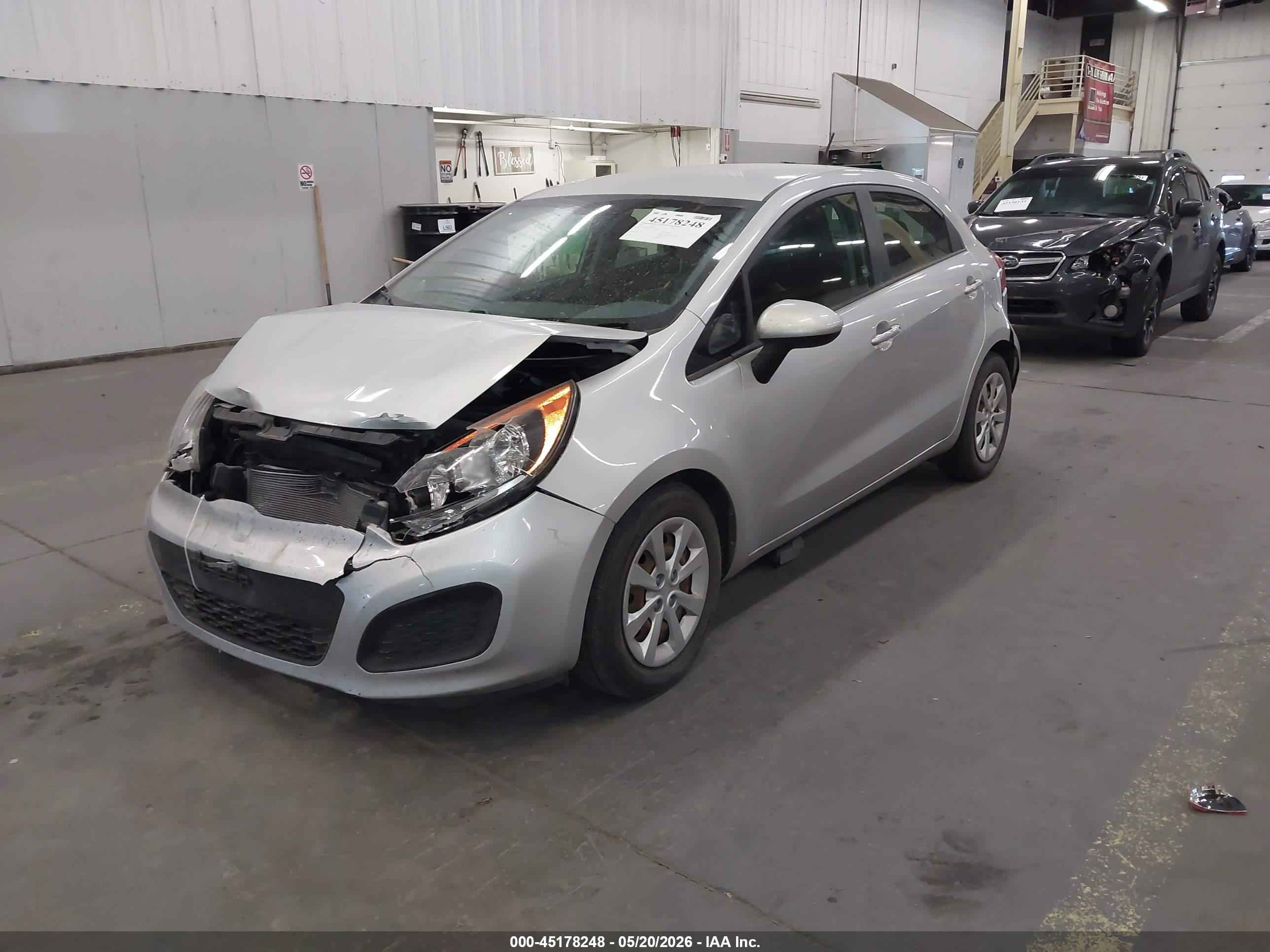 2014 Kia Rio Lx Silver vin: KNADM5A38E6410705