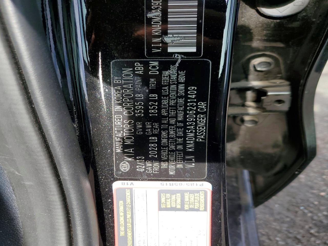 2013 Kia Rio Lx Black vin: KNADM5A39D6231409