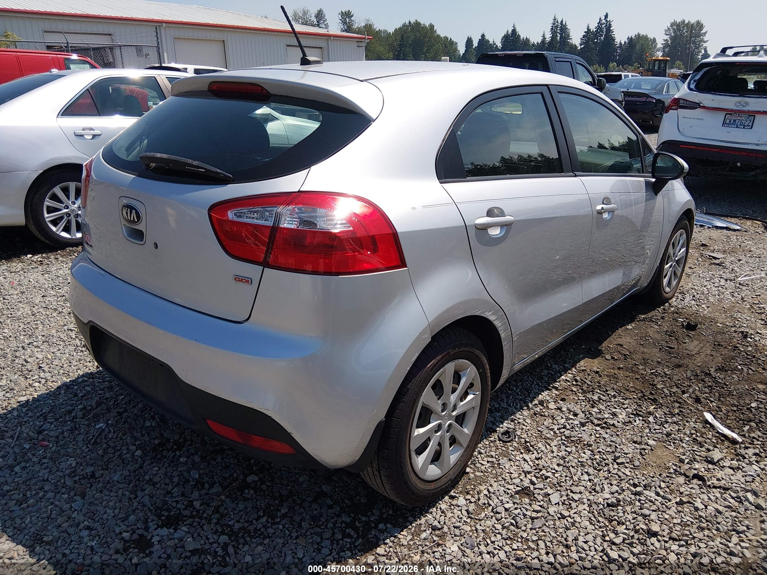 2014 Kia Rio Lx Silver vin: KNADM5A39E6351275