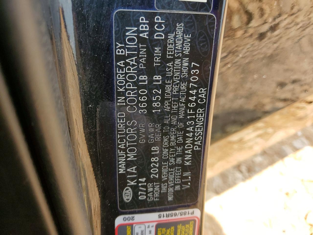 2015 Kia Rio Ex Black vin: KNADN4A31F6447037