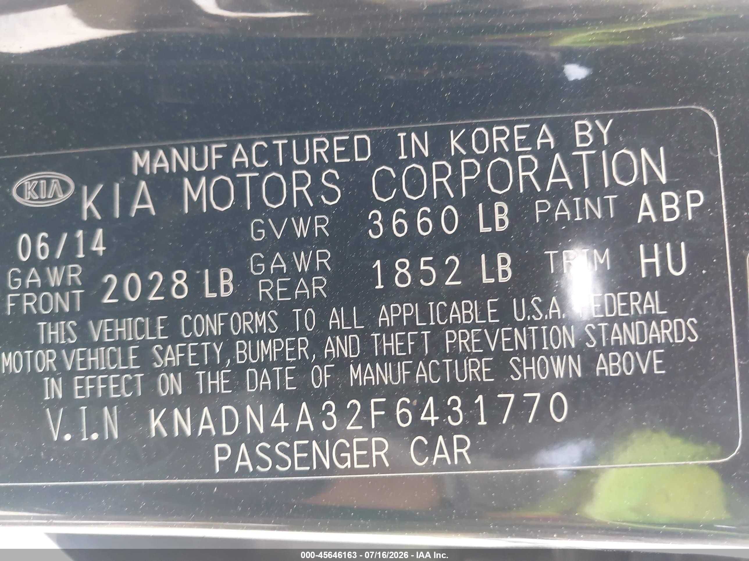 2015 Kia Rio Sx Black vin: KNADN4A32F6431770