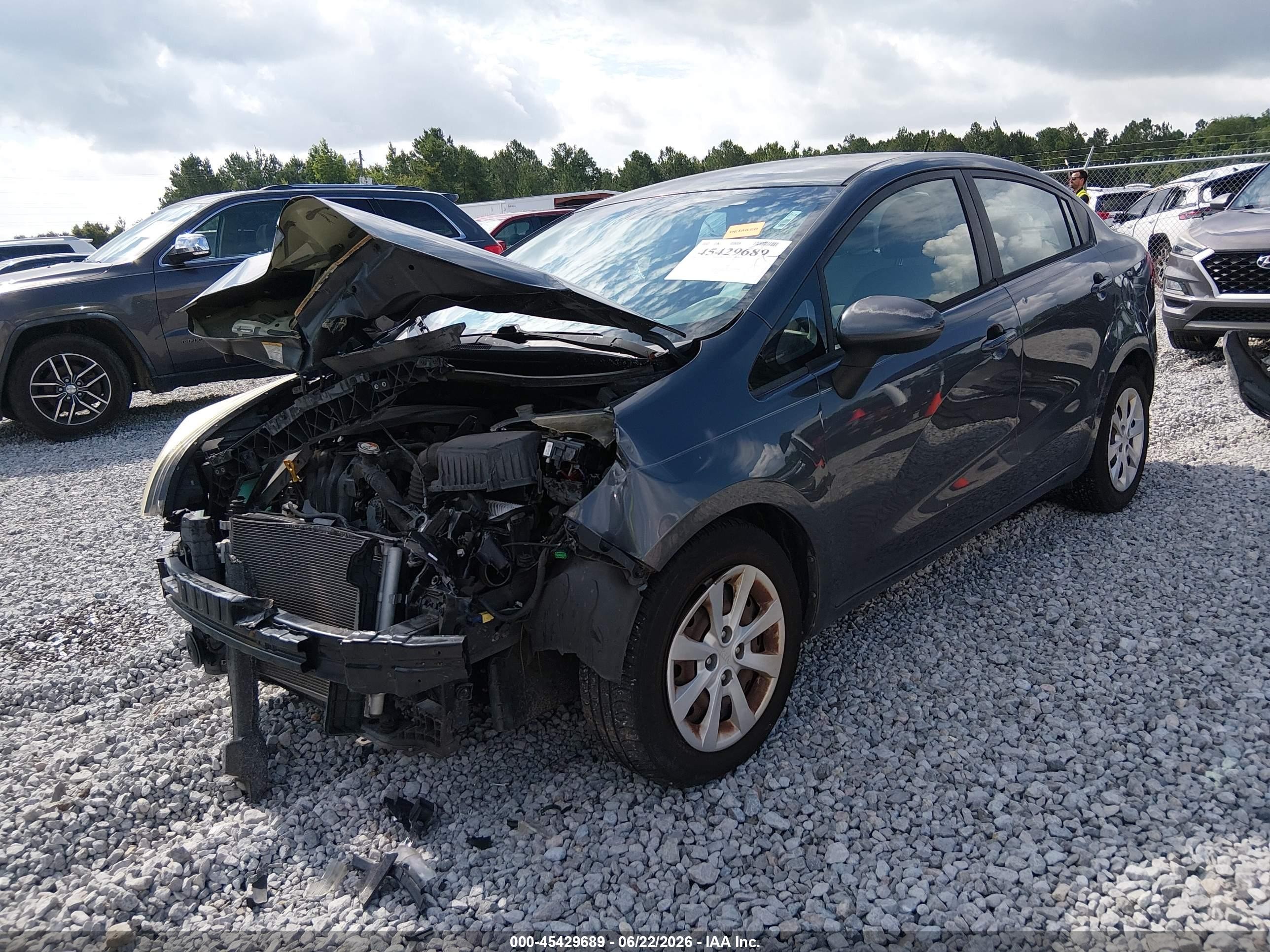 2014 Kia Rio Ex Gray vin: KNADN4A34E6334343