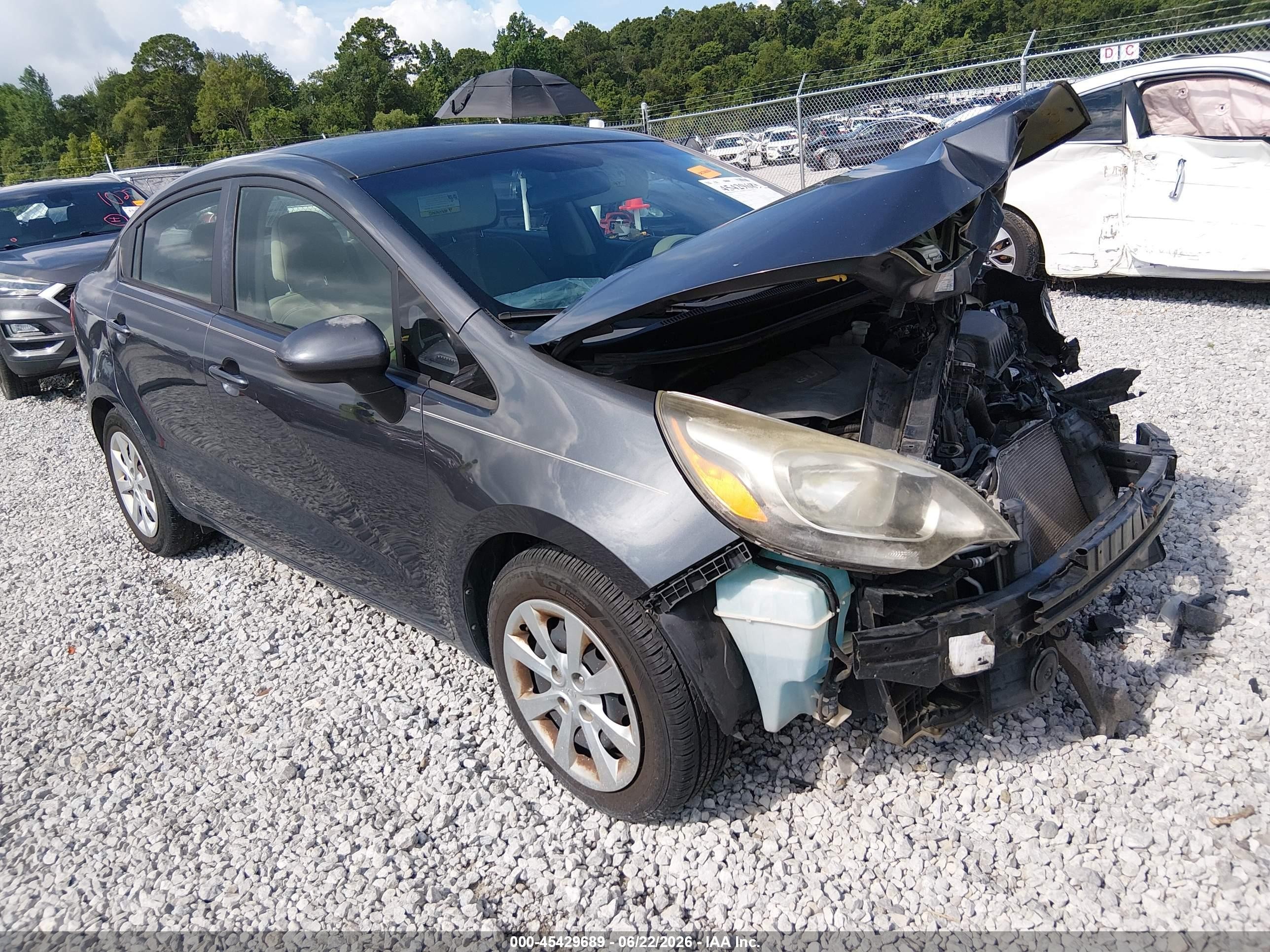 2014 Kia Rio Ex Gray vin: KNADN4A34E6334343
