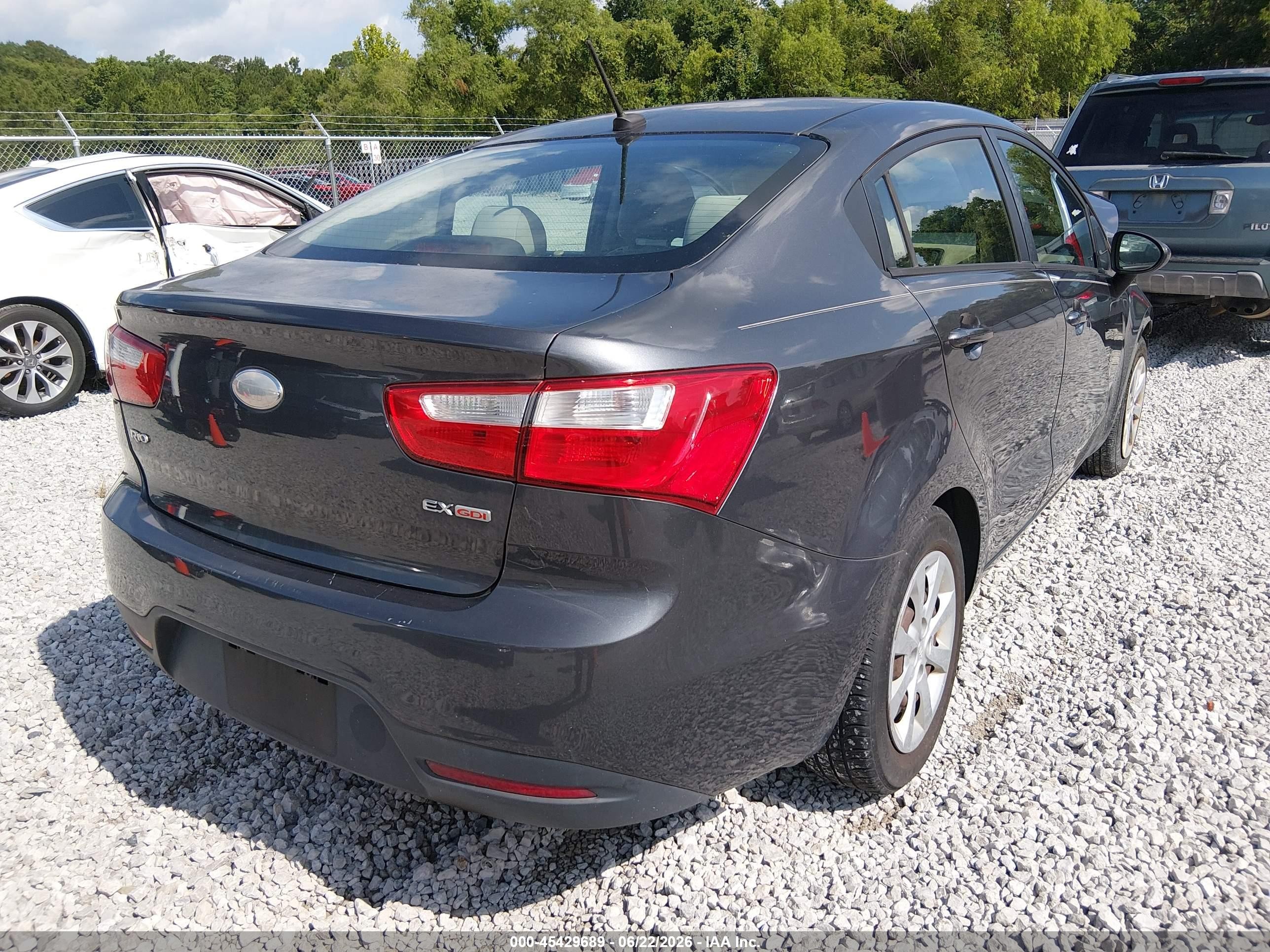 2014 Kia Rio Ex Gray vin: KNADN4A34E6334343